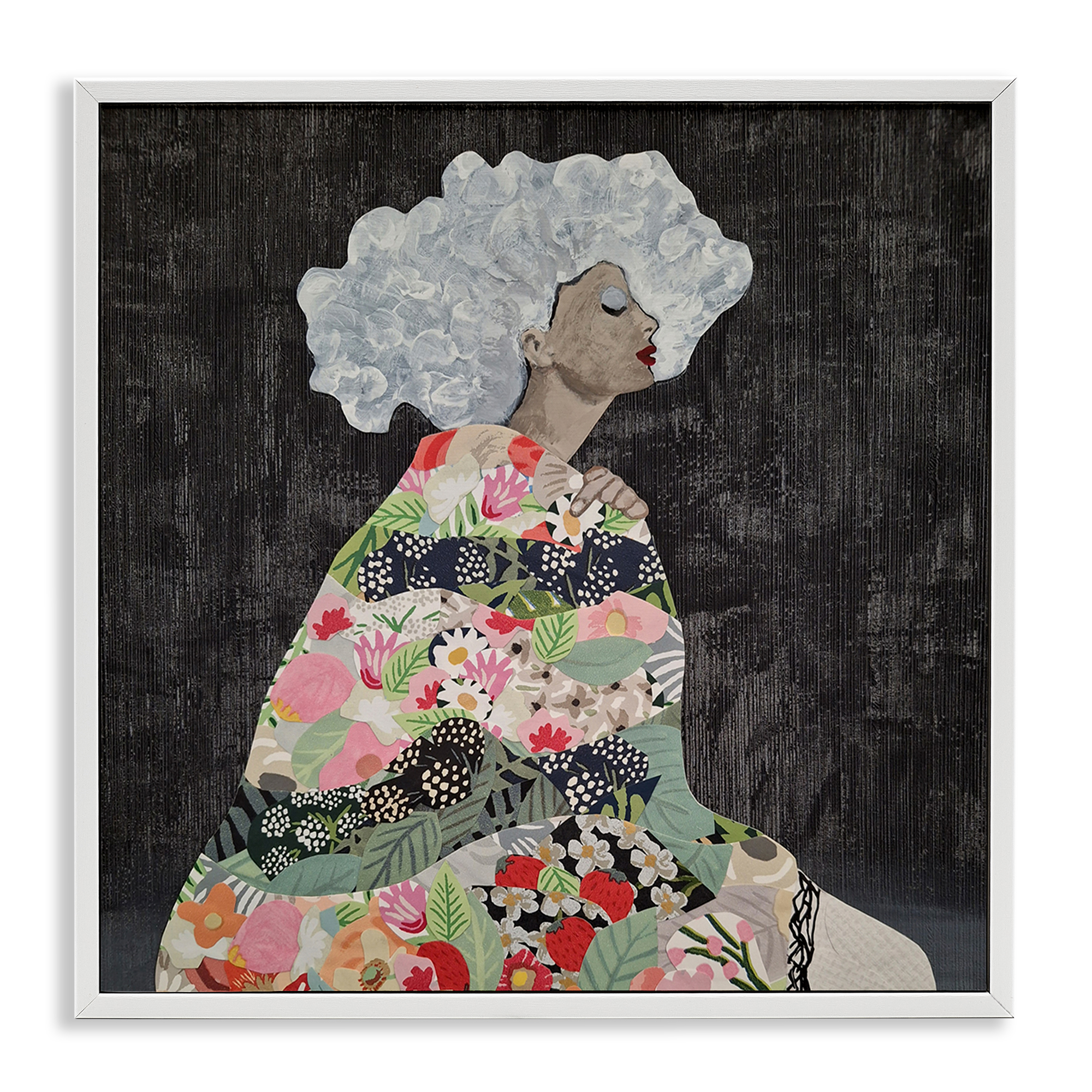 Stupell Industries Floral Dress Woman People Painting White Framed Art Print Wall Art, 12 x 12