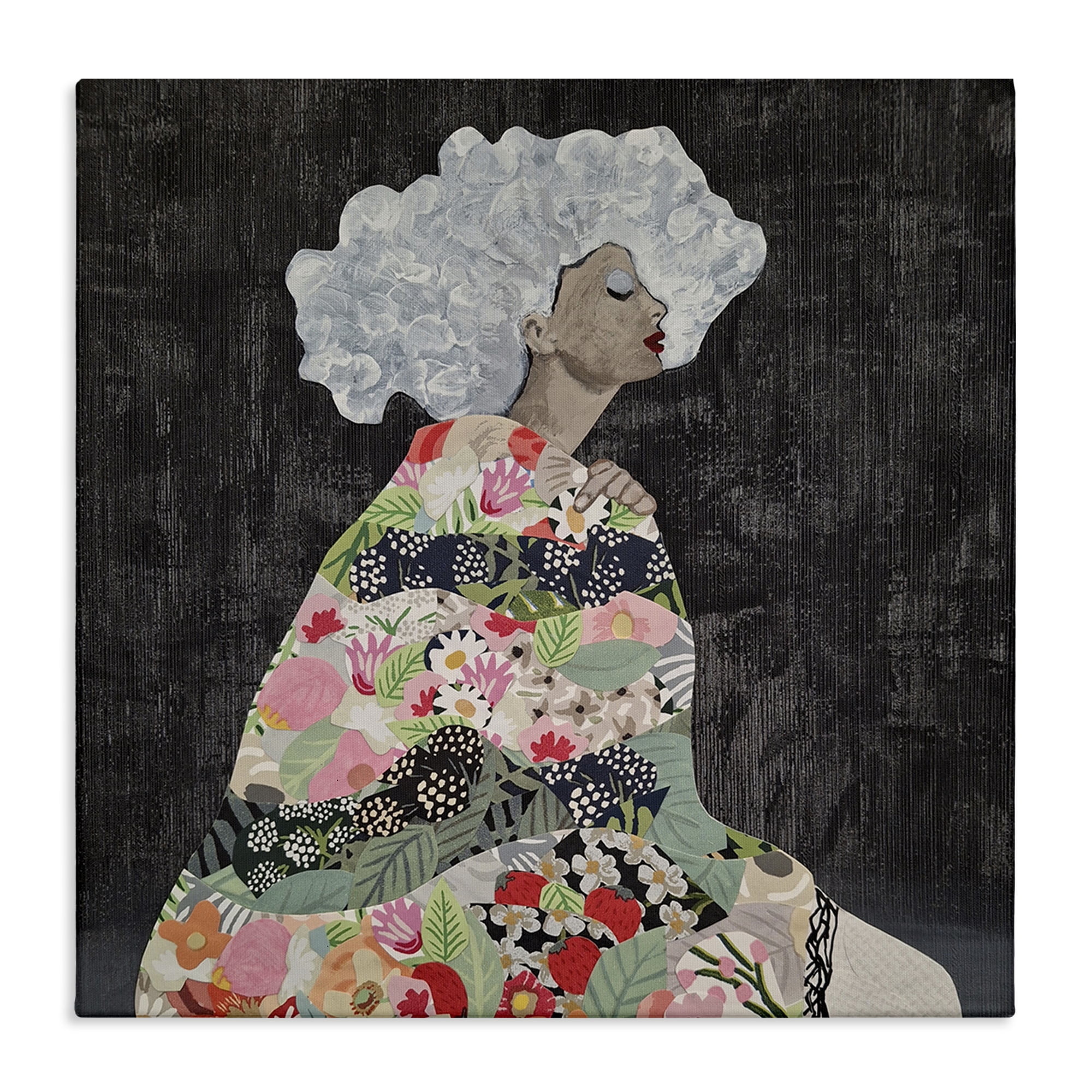Stupell Industries Floral Dress Woman People Painting Wrapped Canvas Art Print Wall Art, 24 x 24