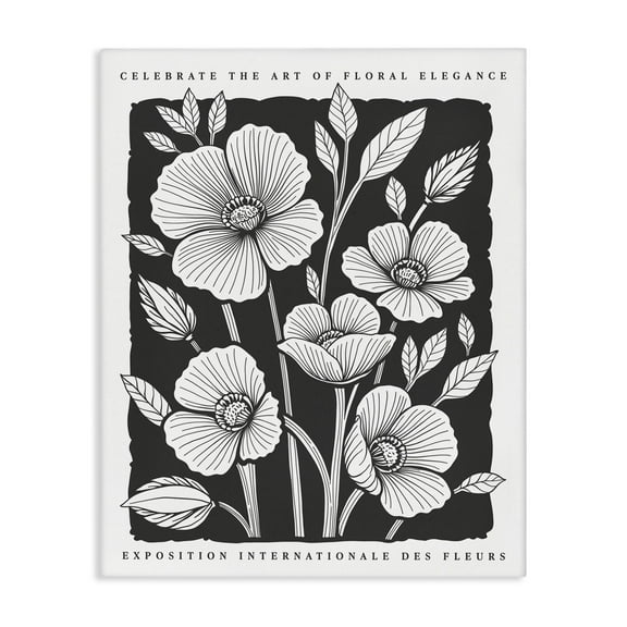 Stupell Industries Floral Elegance Poster Floral Painting Wrapped Canvas Canvas Art Print Wall Art, 16 x 20