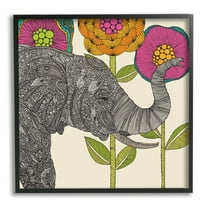 Stupell Industries Floral Elephant Wildlife Intricate Paisley Patterns Shapes Graphic Art Black Framed Art Print Wall Art, Design by Valentina Harper