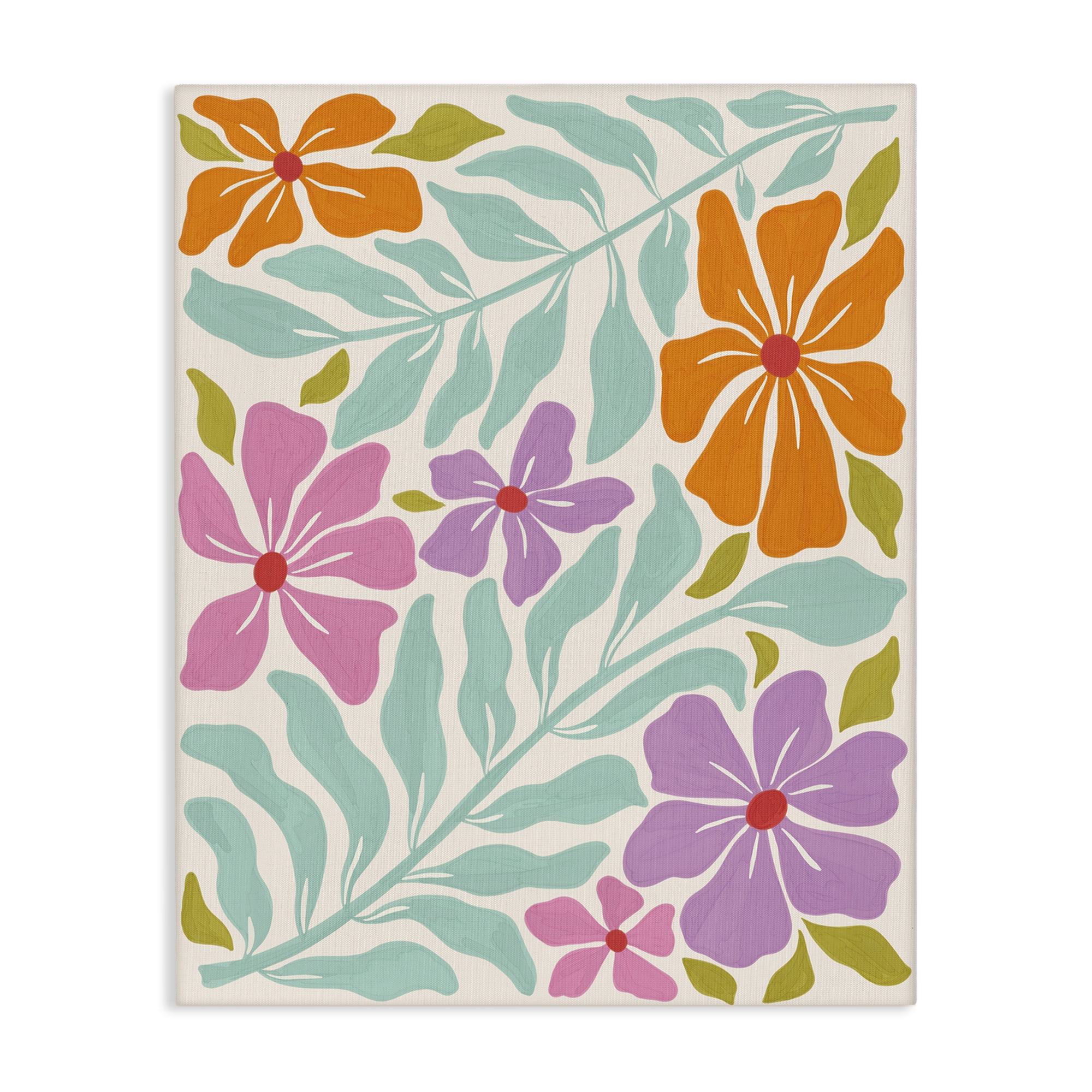 Stupell Industries Floral Energy Pattern Plants & Flowers Painting Wrapped Canvas Art Print Wall Art, 36 x 48