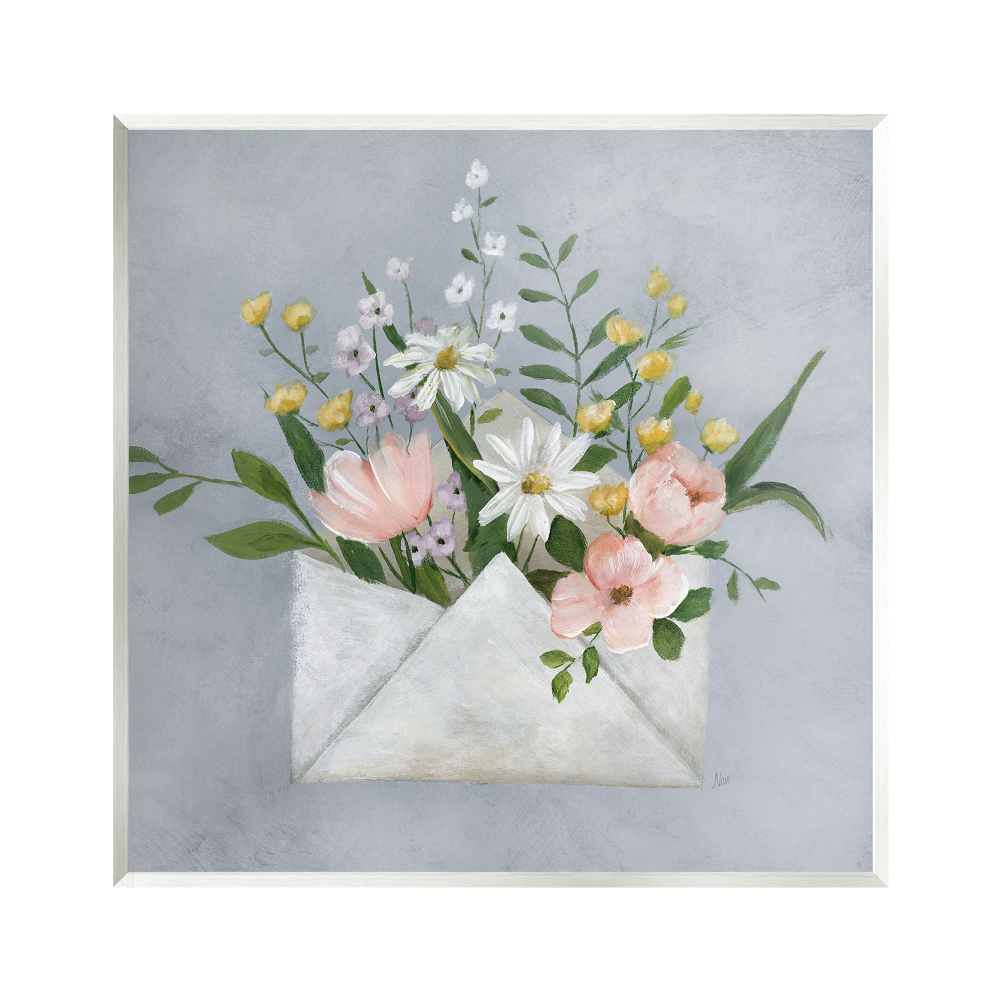Stupell Industries Floral Envelope Blossoms Botanical & Floral Painting Unframed Art Print Wall Art, 12 x 12