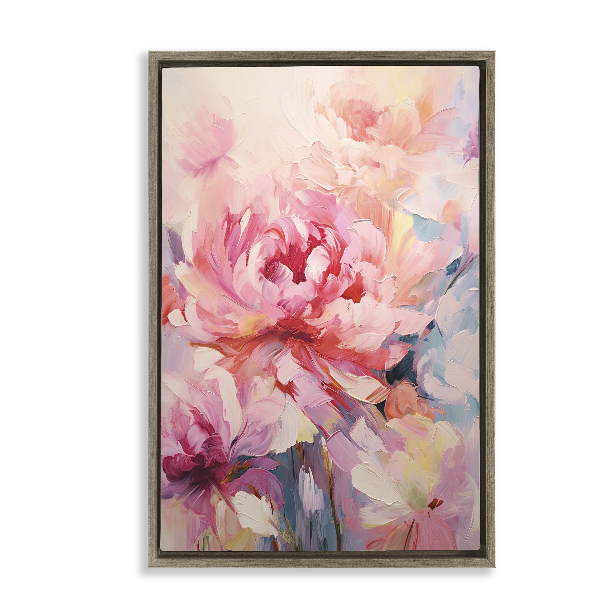 Stupell Industries Floral Explosions Abstract Botanical & Floral Painting Brown Floater Framed Art Print Wall Art, 21 x 31