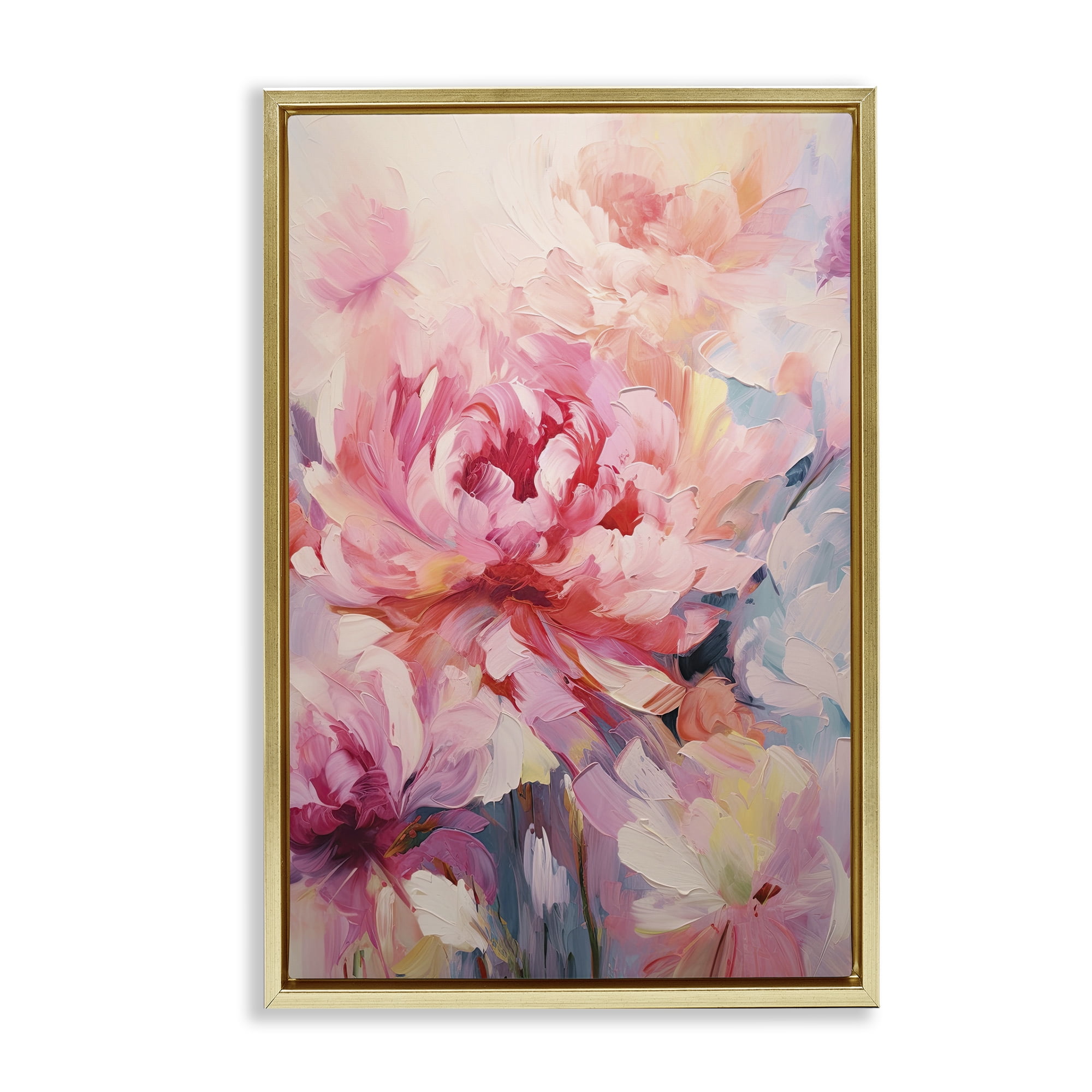 Stupell Industries Floral Explosions Abstract Botanical & Floral Painting Gold Floater Framed Art Print Wall Art, 21 x 31