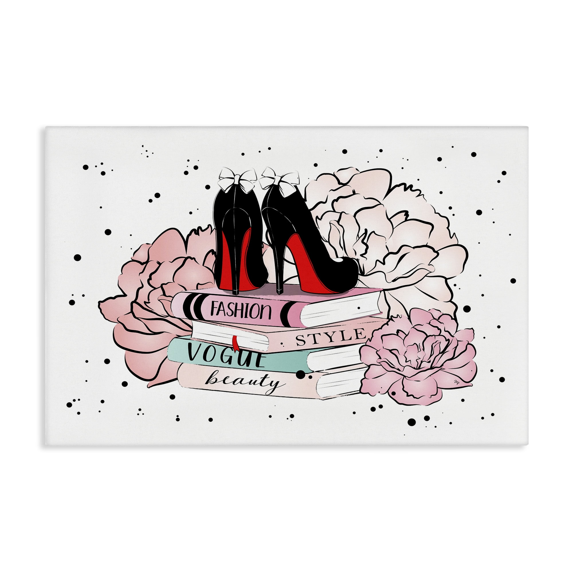 Stupell Industries Floral Fashion Books Fashion Painting Wrapped Canvas Art Print Wall Art, 45 x 30