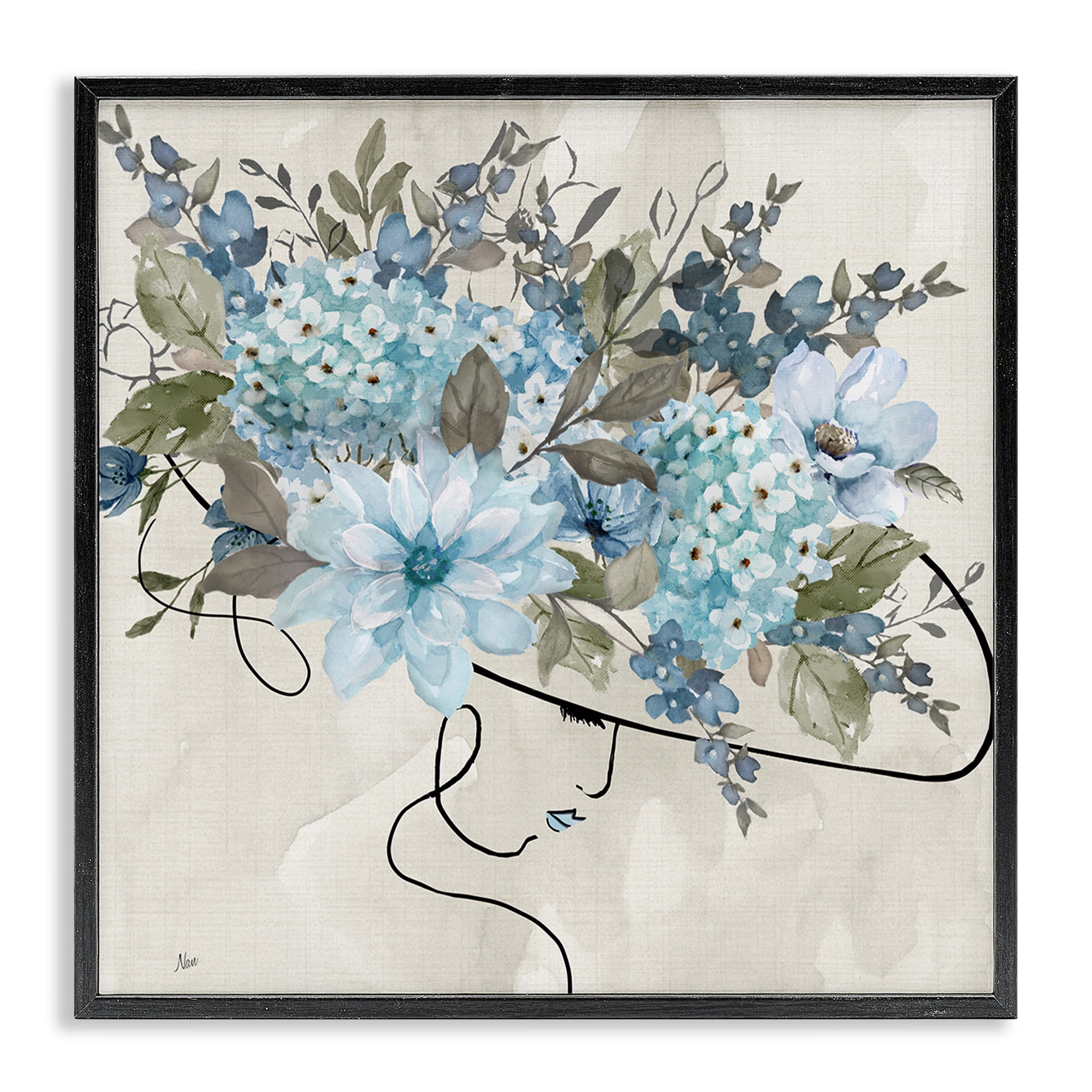 Stupell Industries Floral Fashion Hat Botanical & Floral Painting Black Framed Art Print Wall Art, 17 x 17