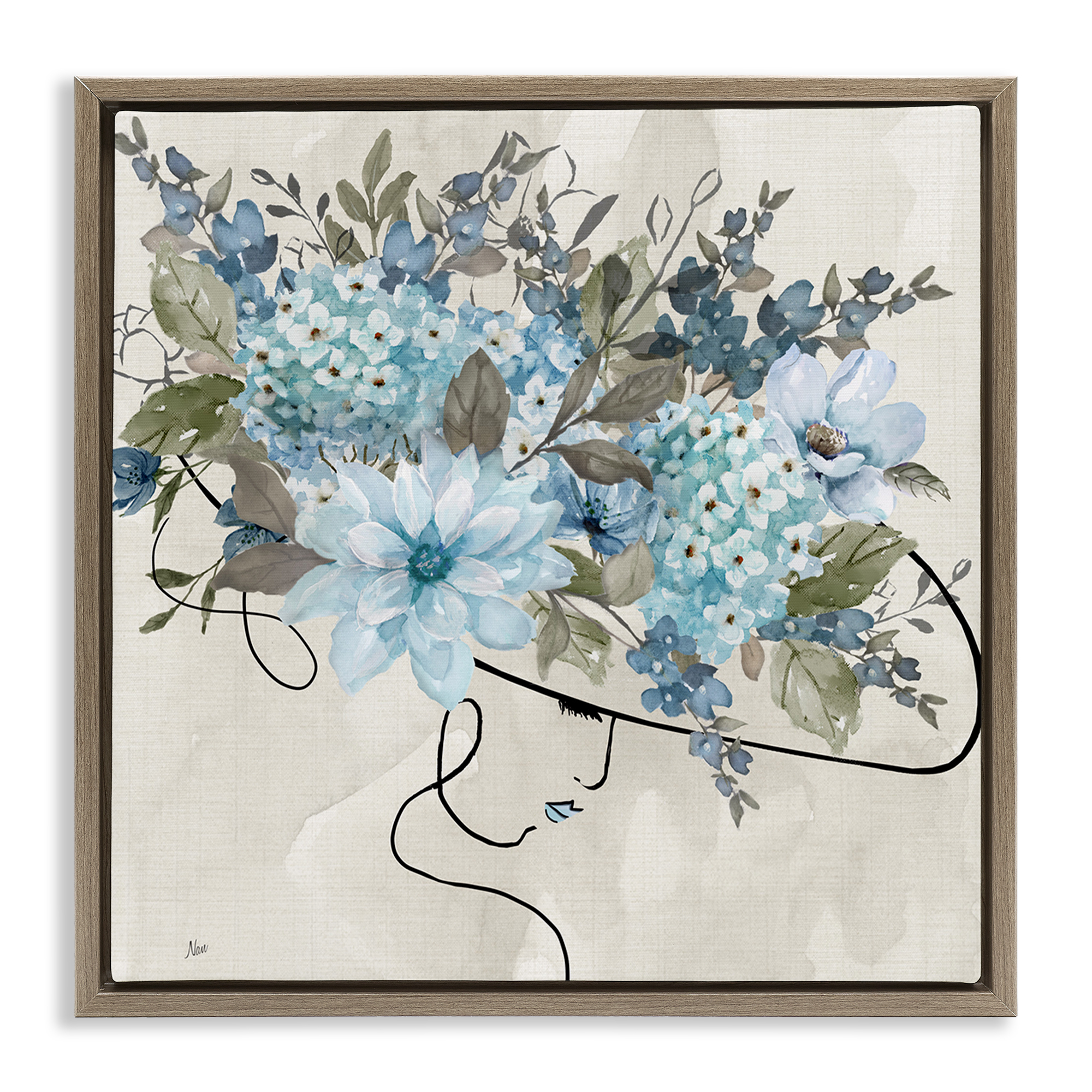 Stupell Industries Floral Fashion Hat Botanical & Floral Painting Brown Floater Framed Art Print Wall Art, 18 x 18