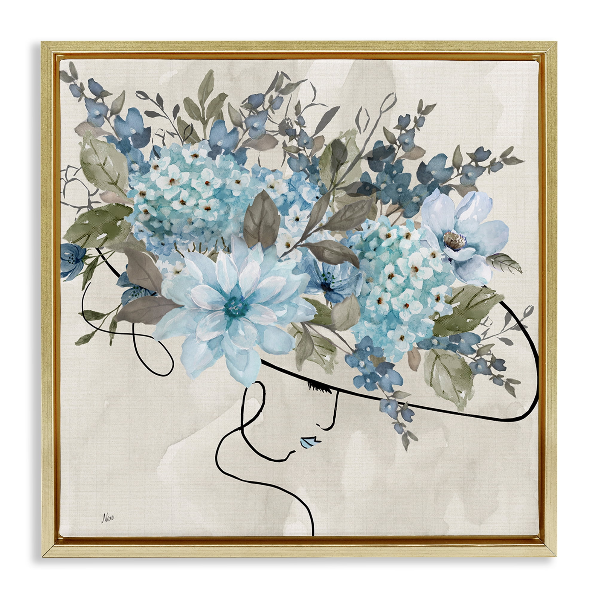 Stupell Industries Floral Fashion Hat Botanical & Floral Painting Gold Floater Framed Art Print Wall Art, 25 x 25
