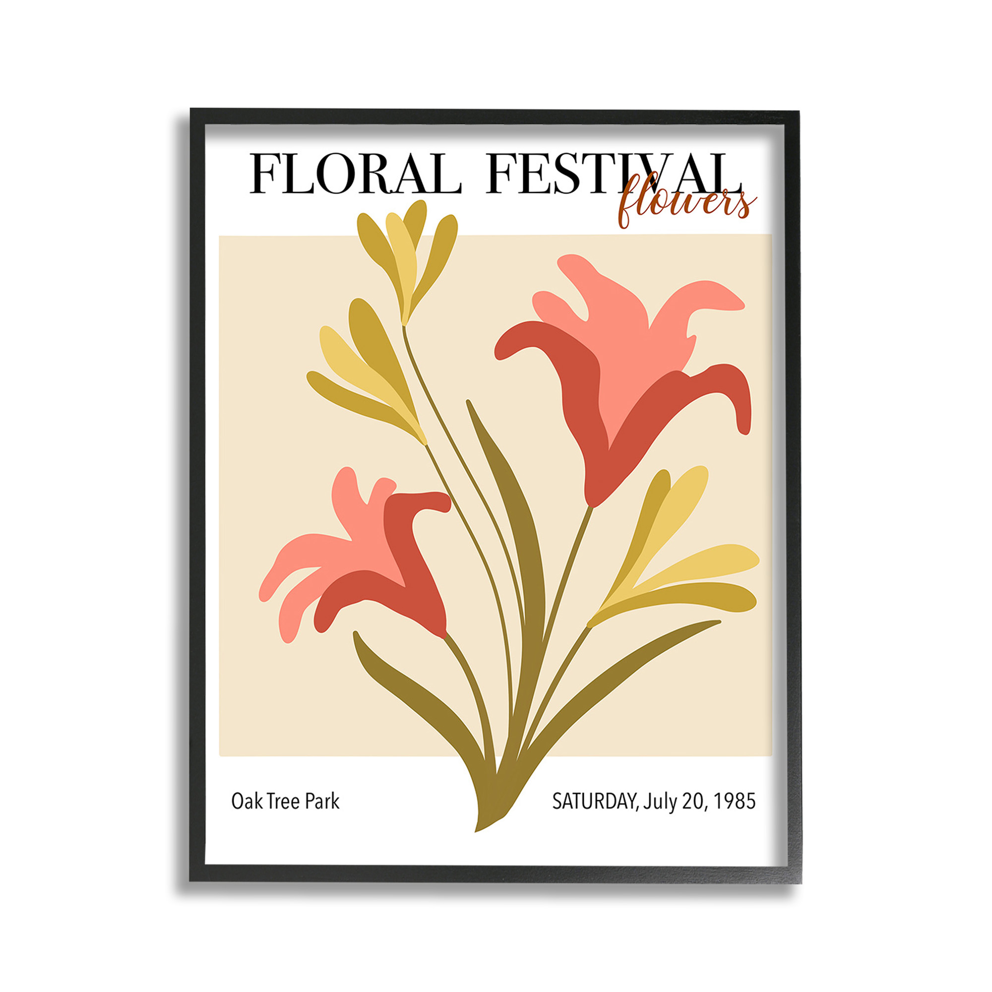 Stupell Industries Floral Festival Abstraction Botanical & Floral Painting Black Framed Art Print Wall Art, 11 x 14