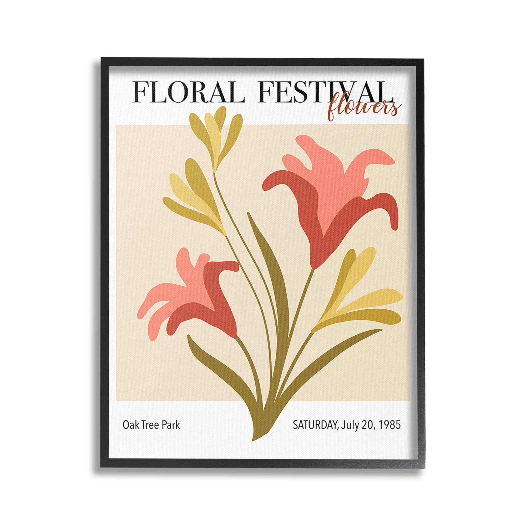 Stupell Industries Floral Festival Abstraction Botanical & Floral Painting Black Framed Art Print Wall Art, 16 x 20
