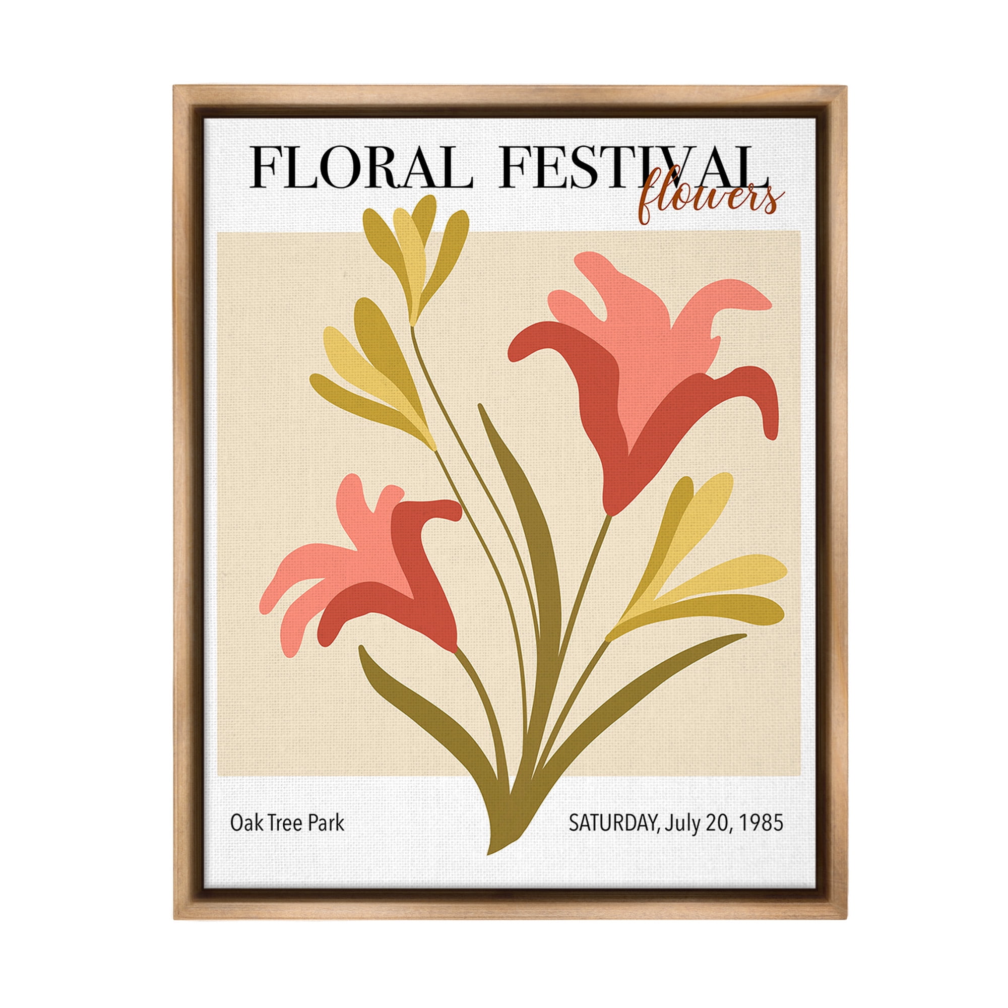 Stupell Industries Floral Festival Abstraction Botanical & Floral Painting Brown Floater Framed Canvas Art Print Wall Art, 25 x 31