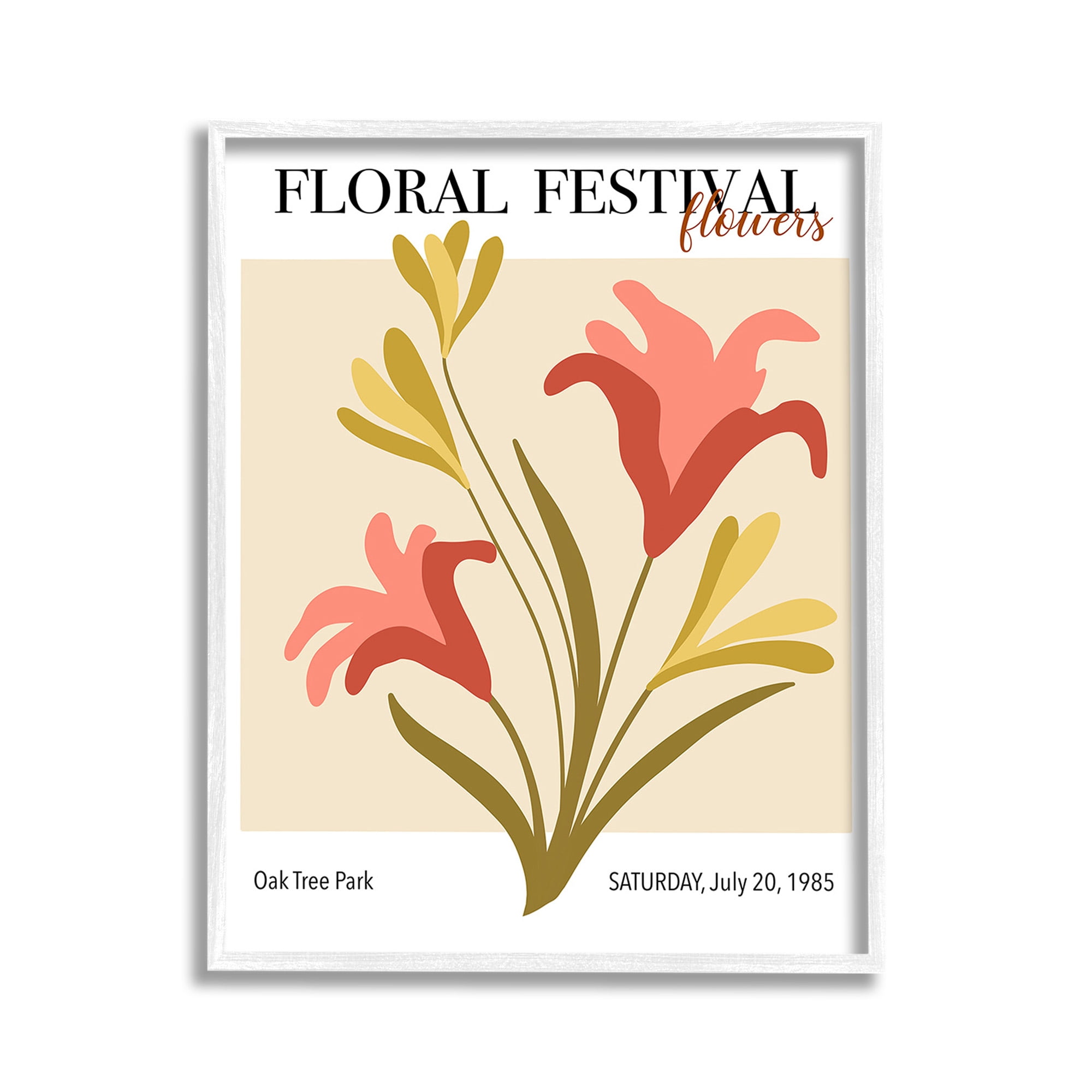 Stupell Industries Floral Festival Abstraction Botanical & Floral Painting White Framed Art Print Wall Art, 11 x 14