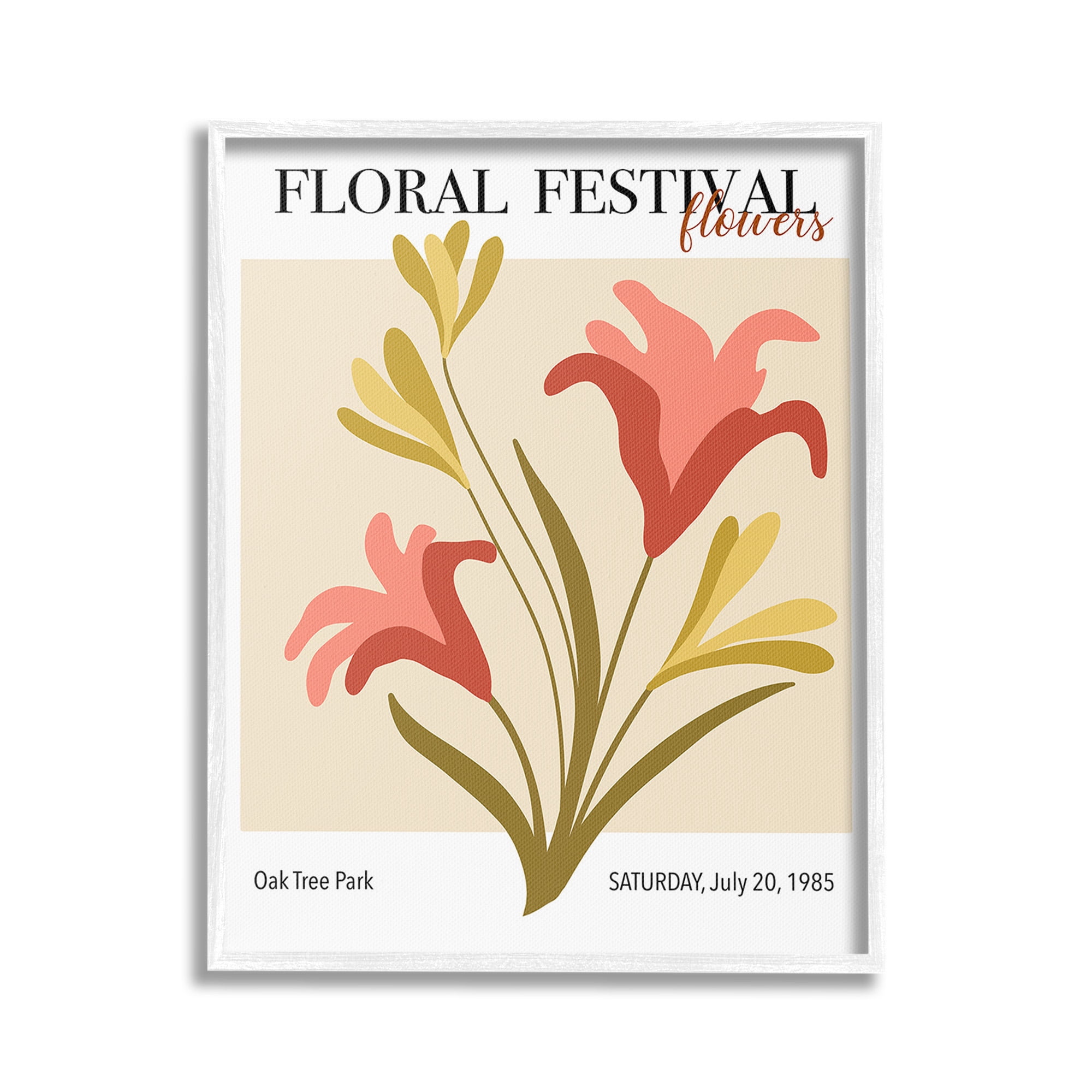 Stupell Industries Floral Festival Abstraction Botanical & Floral Painting White Framed Art Print Wall Art, 24 x 30
