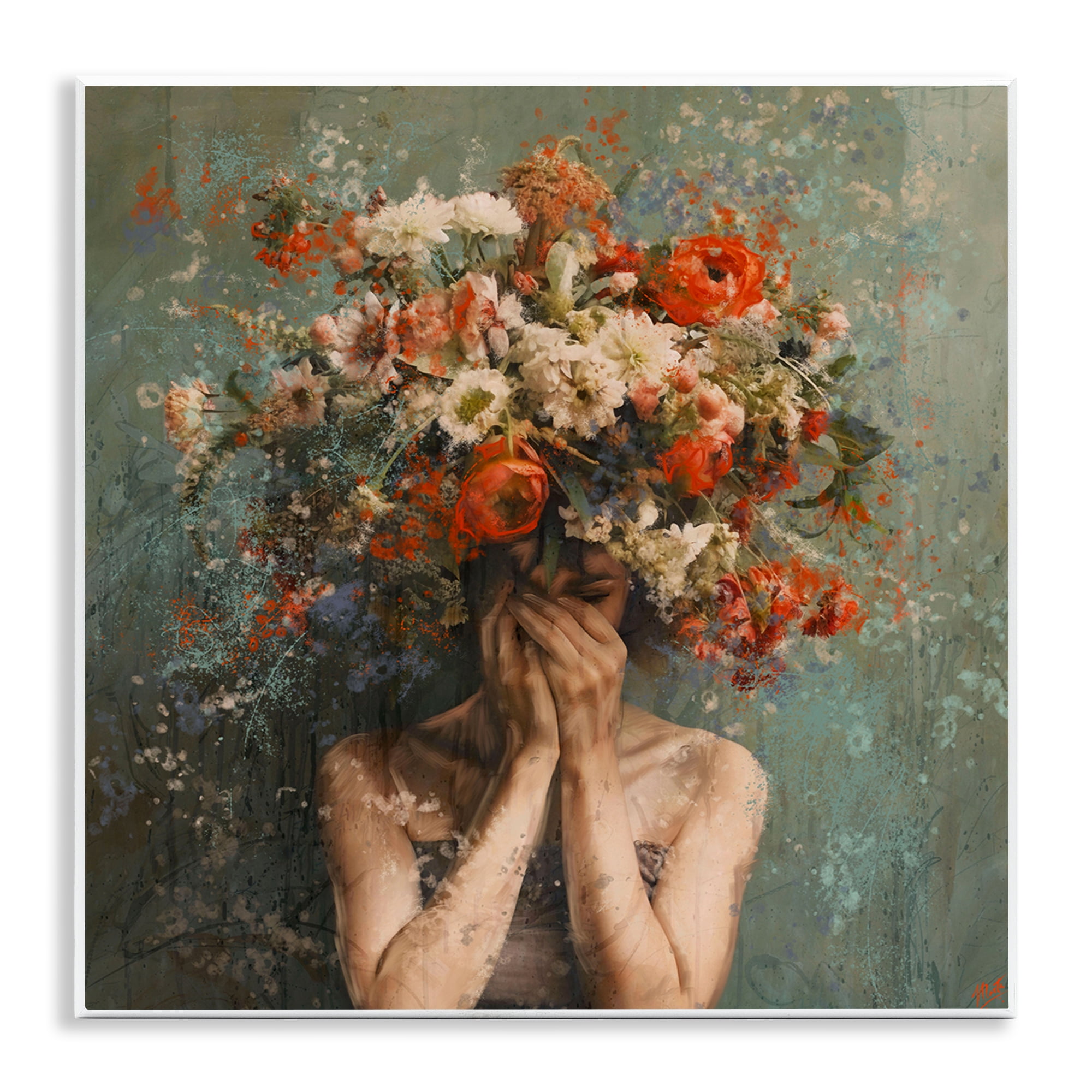 Stupell Industries Floral Figure Portrait Floral & Botanical Painting Unframed Art Print Wall Art, 12 x 12