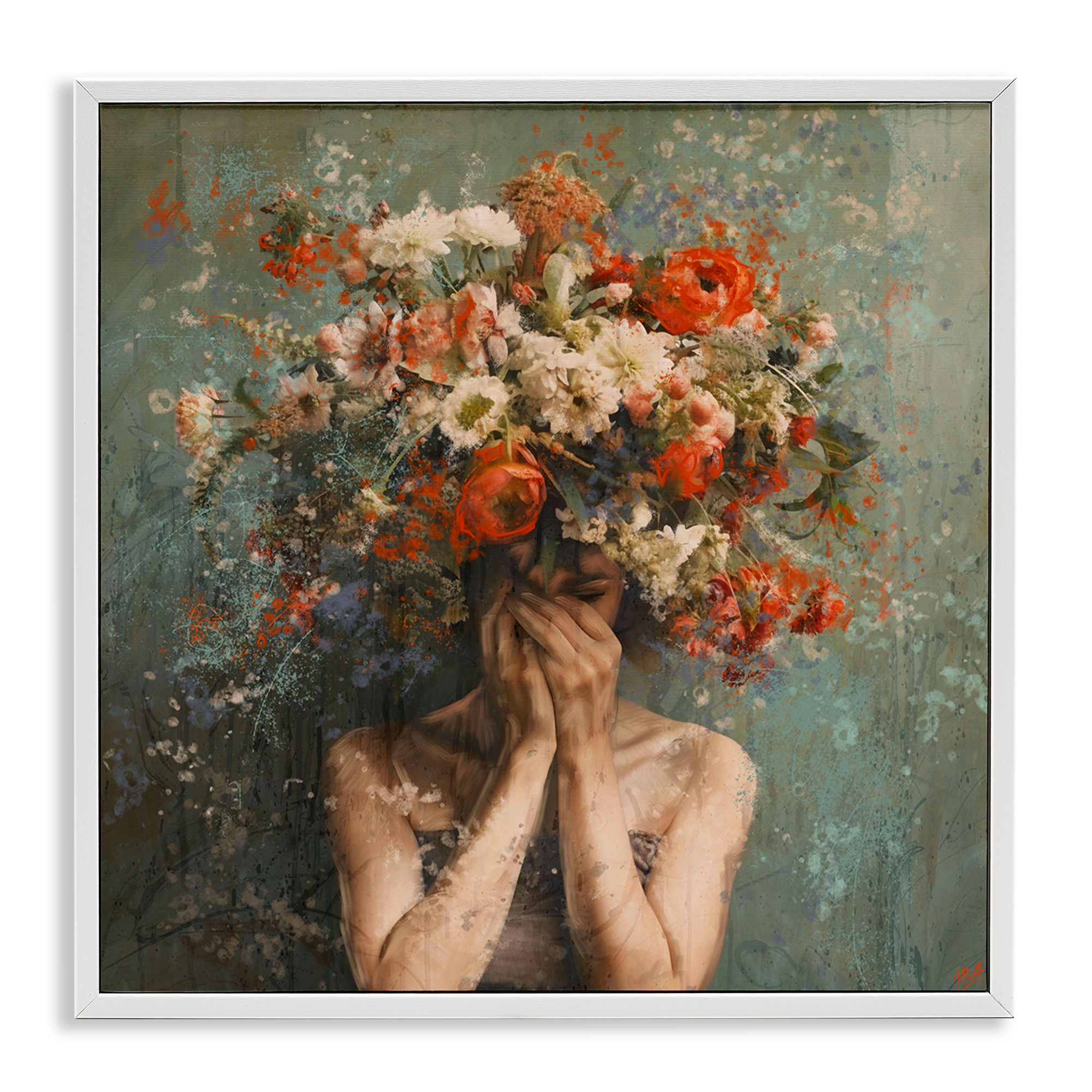 Stupell Industries Floral Figure Portrait Floral & Botanical Painting White Framed Art Print Wall Art, 24 x 24