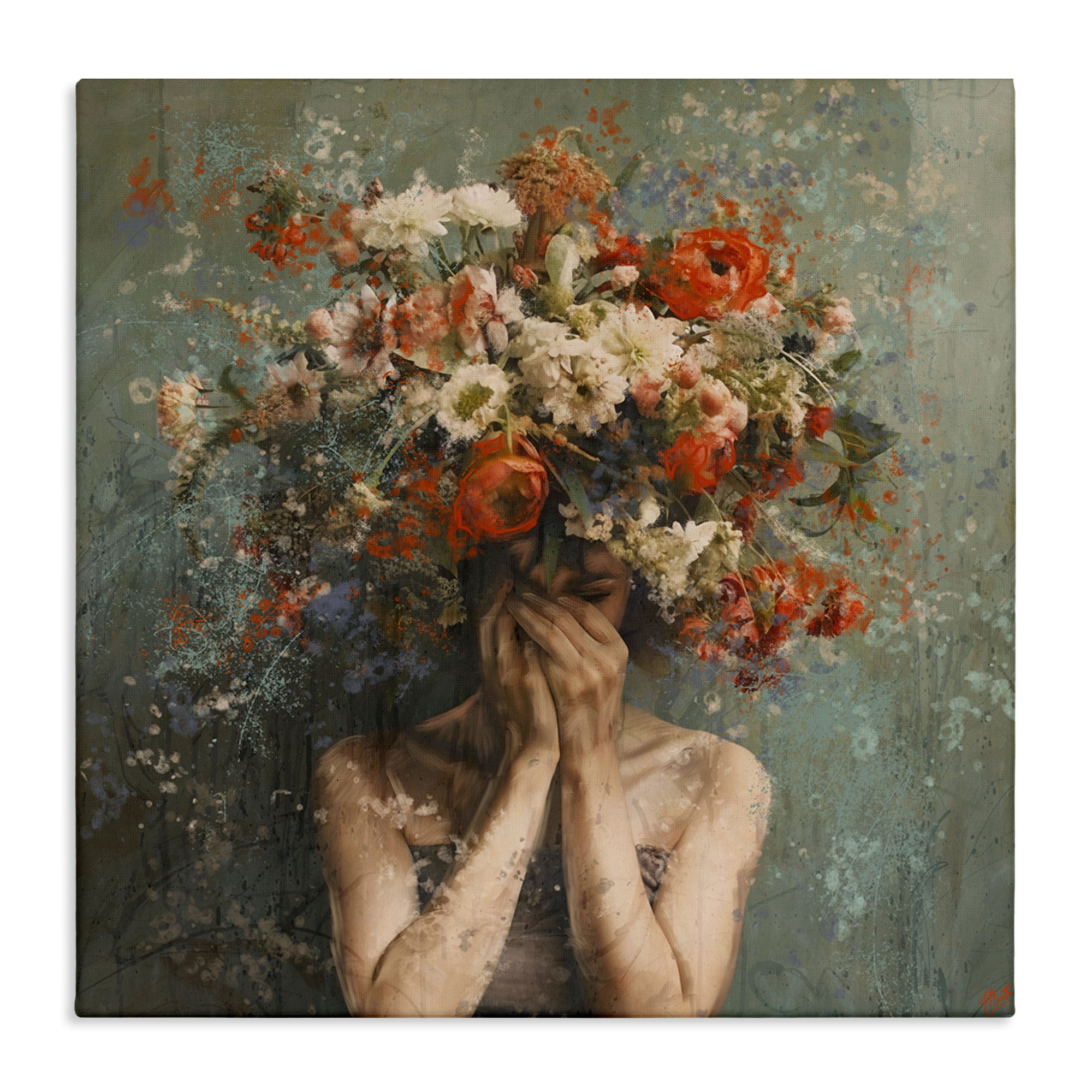 Stupell Industries Floral Figure Portrait Floral & Botanical Painting Wrapped Canvas Art Print Wall Art, 36 x 36
