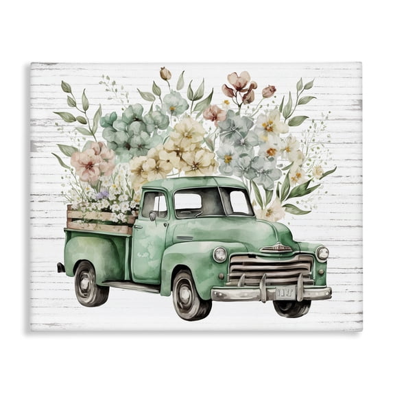 Stupell Industries Farmhouse Floral Filled Truck Canvas Art, 40 x 30, by Lettered and Lined