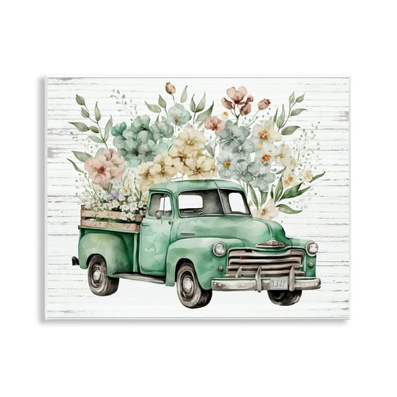 Stupell Industries Floral Filled Truck Transportation Painting Unframed Art Print Wall Art, 14 x 11