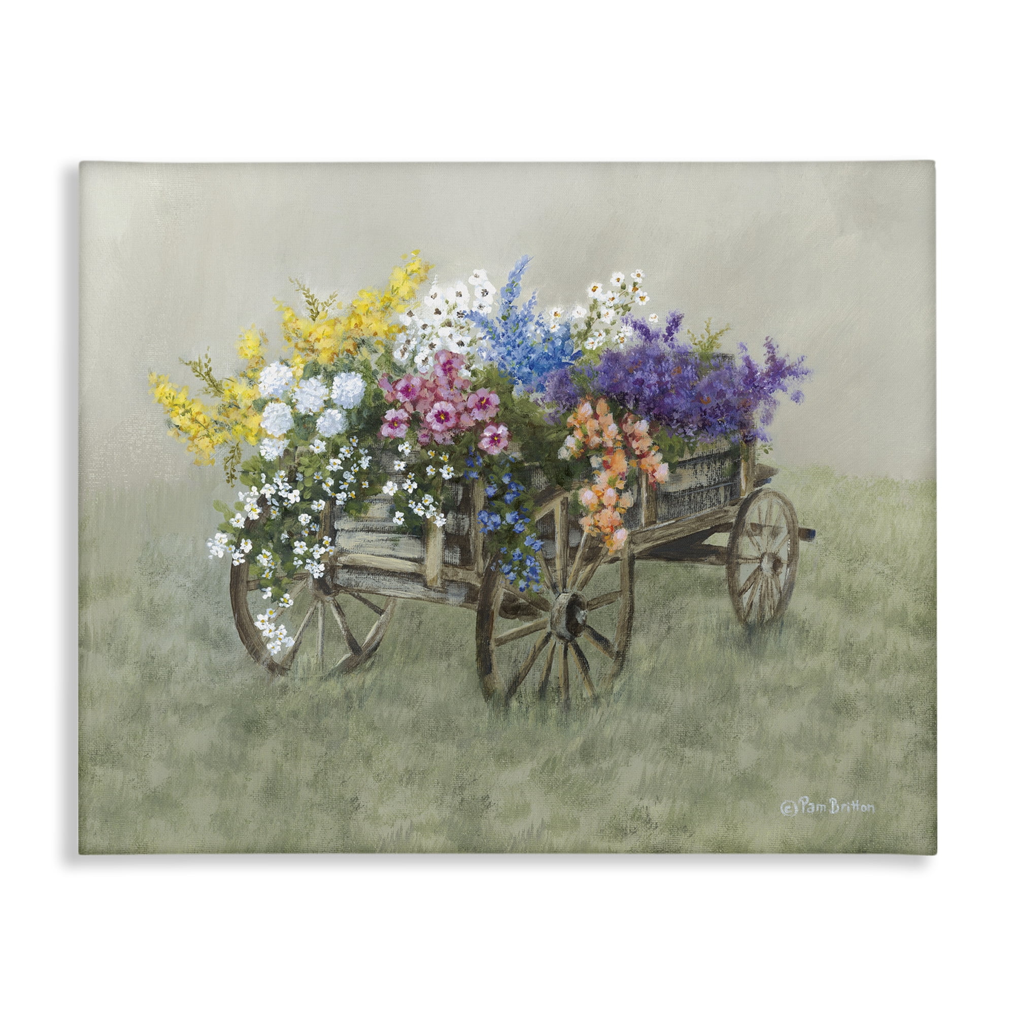 Stupell Industries Floral Filled Wagon Botanical & Floral Painting Gallery Wrapped Canvas Art Print Wall Art, 30 x 24