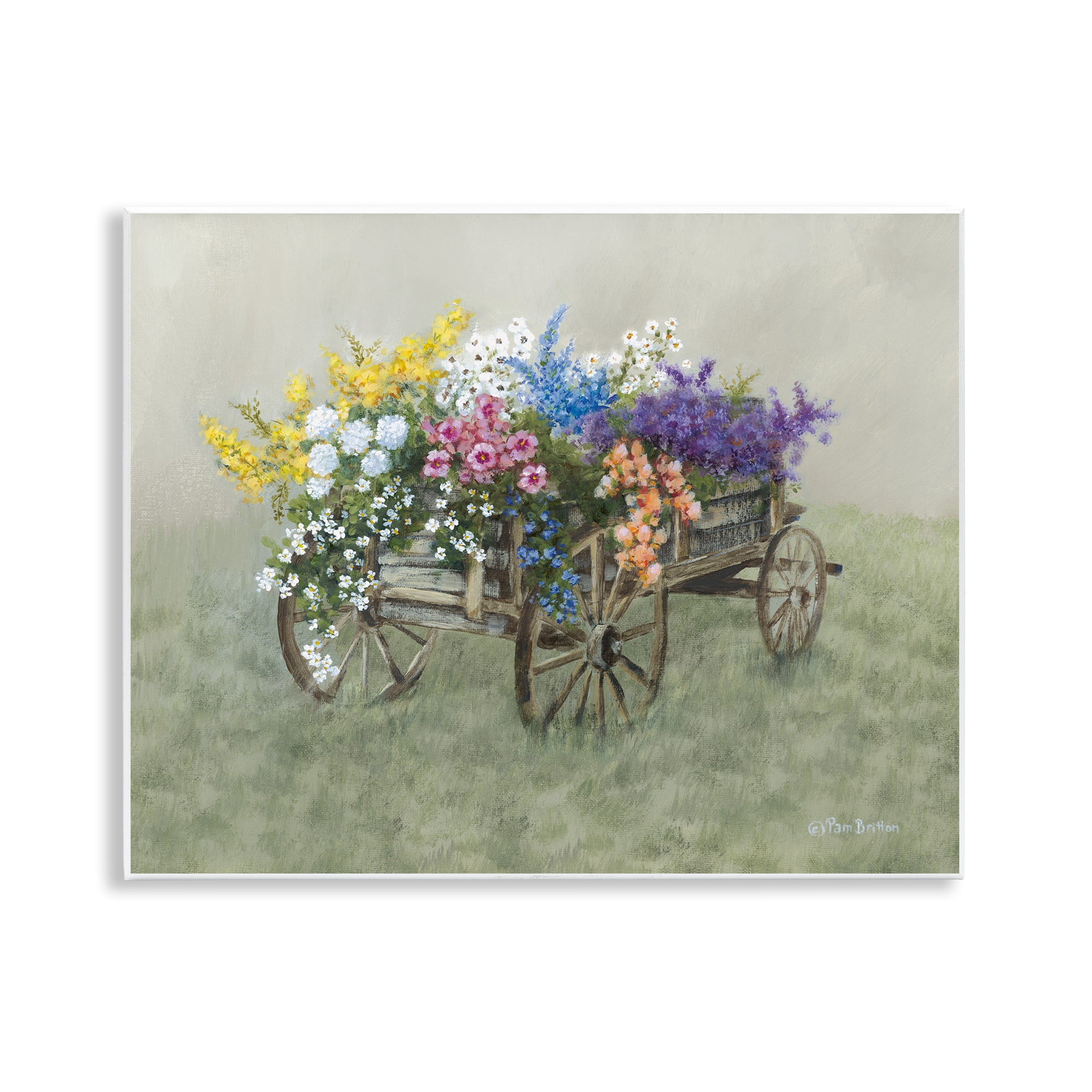 Stupell Industries Floral Filled Wagon Botanical & Floral Painting Unframed Art Print Wall Art, 14 x 11