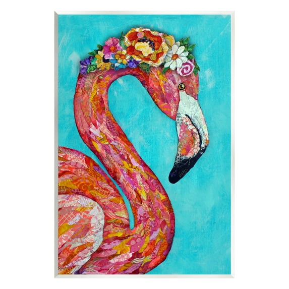 Stupell Industries Floral Flamingo Bird Bold Saturated Blossoms Collage Painting Unframed Art Print Wall Art, Design by Lisa Morales