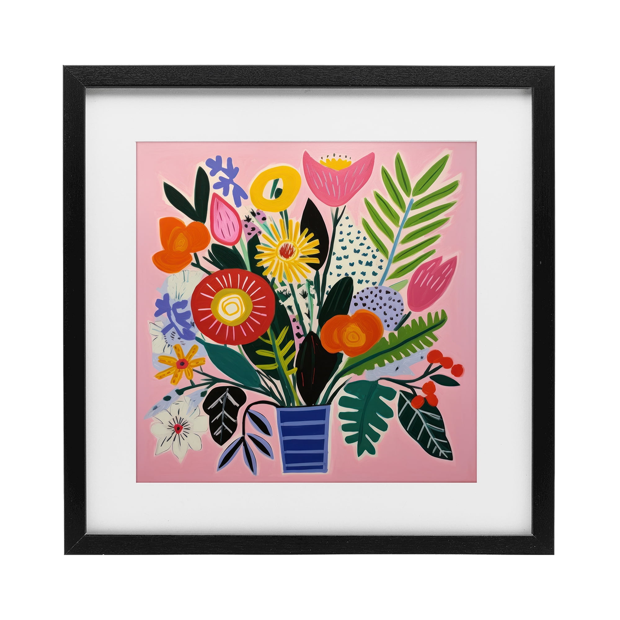 Stupell Industries Floral Flourish Summer Bouquet Black Framed Print Under Glass, design by Lazar Studio
