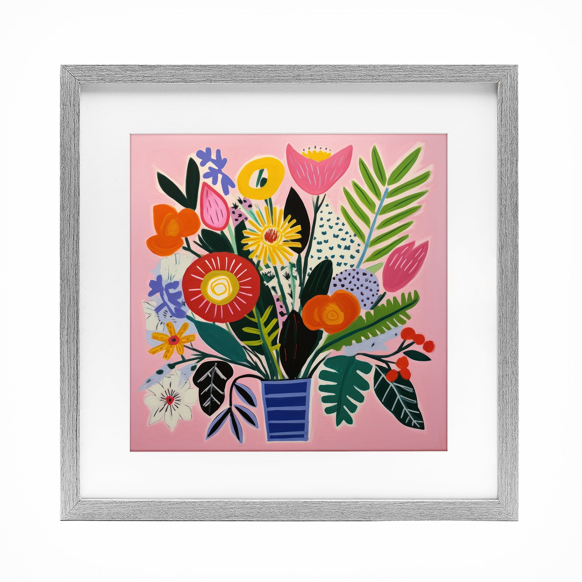 Stupell Industries Floral Flourish Summer Bouquet Gray Framed Print Under Glass, design by Lazar Studio