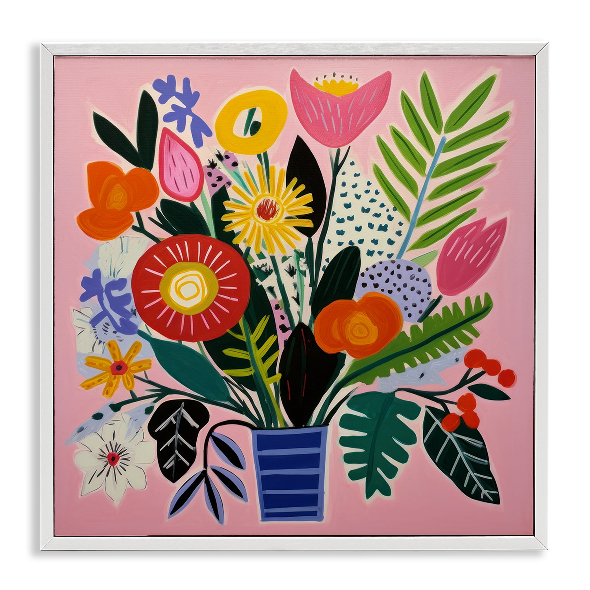 Stupell Industries Floral Flourish Summer Bouquet White Framed Giclee Art, design by Lazar Studio
