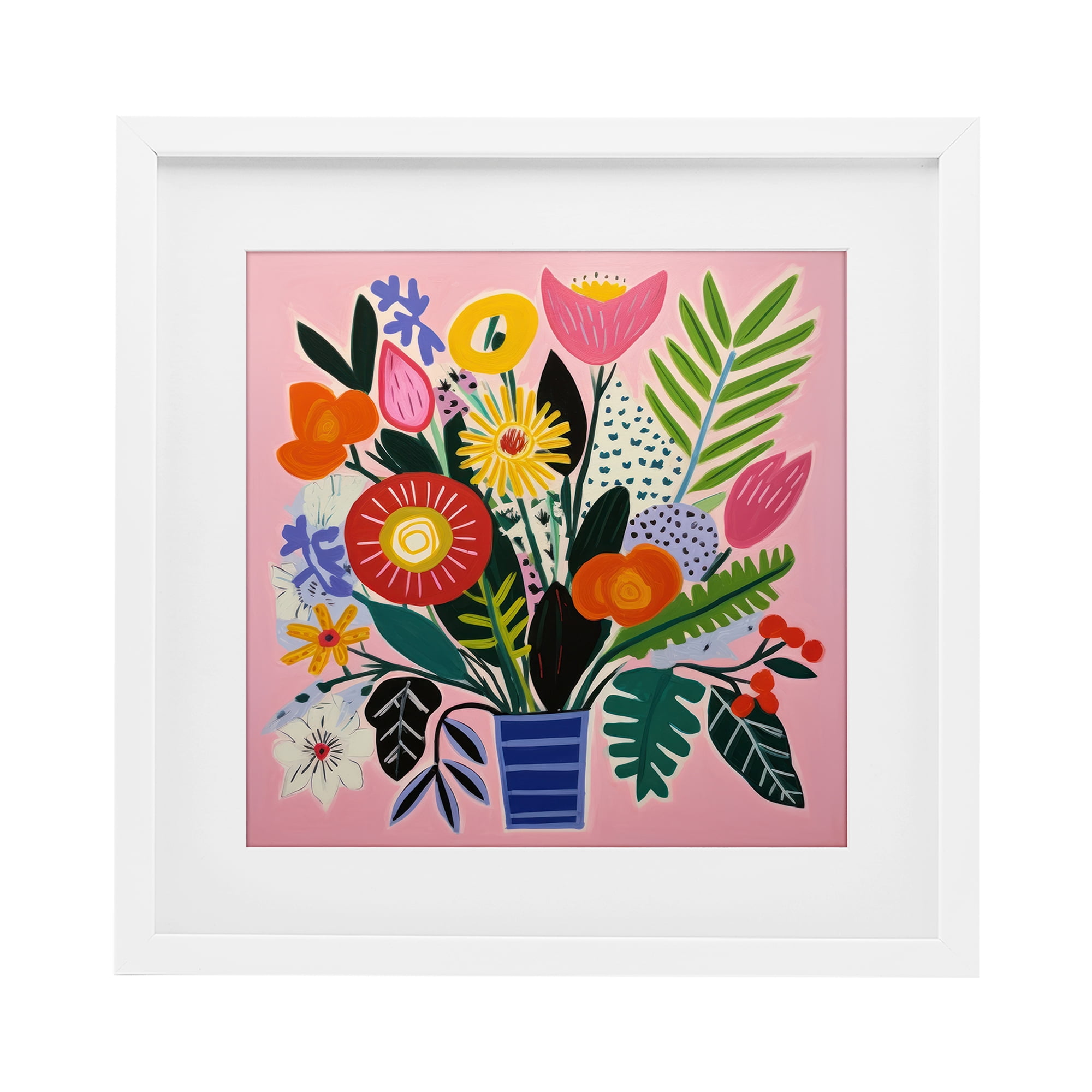 Stupell Industries Floral Flourish Summer Bouquet White Framed Print Under Glass, design by Lazar Studio