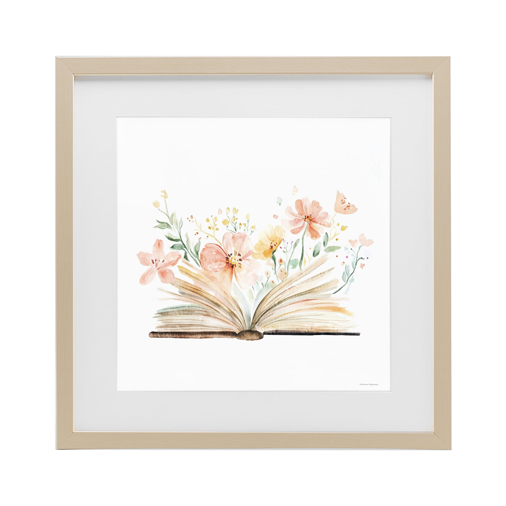 Stupell Industries Floral Flourishing Words Birch Framed Print Under Glass, design by Svetlana Aleynikova