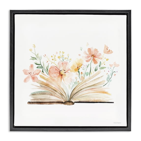 Stupell Industries Farmhouse Floral Flourishing Words Black Floating Frame Canvas Art, 18 x 18, by Svetlana Aleynikova