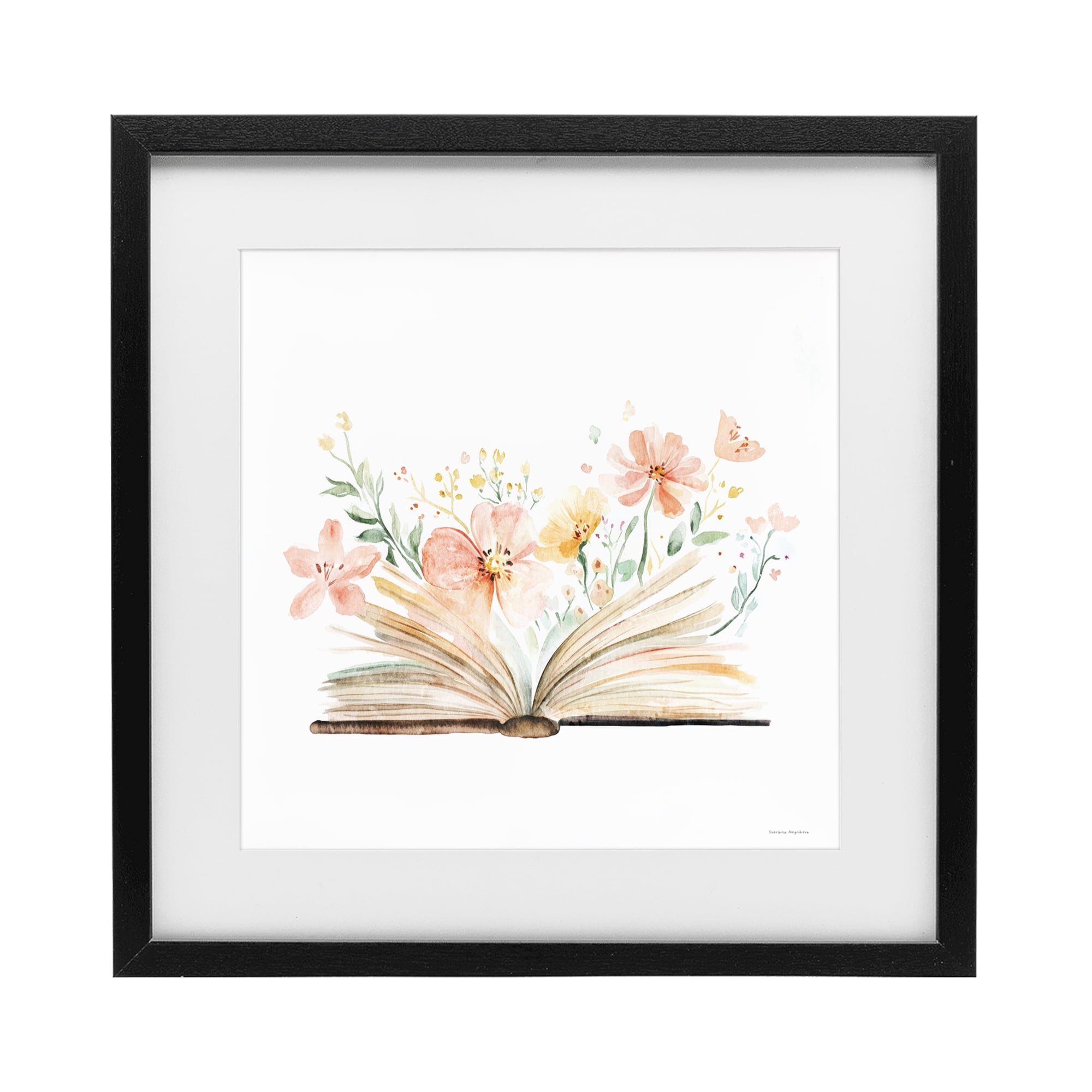 Stupell Industries Floral Flourishing Words Black Framed Print Under Glass, design by Svetlana Aleynikova