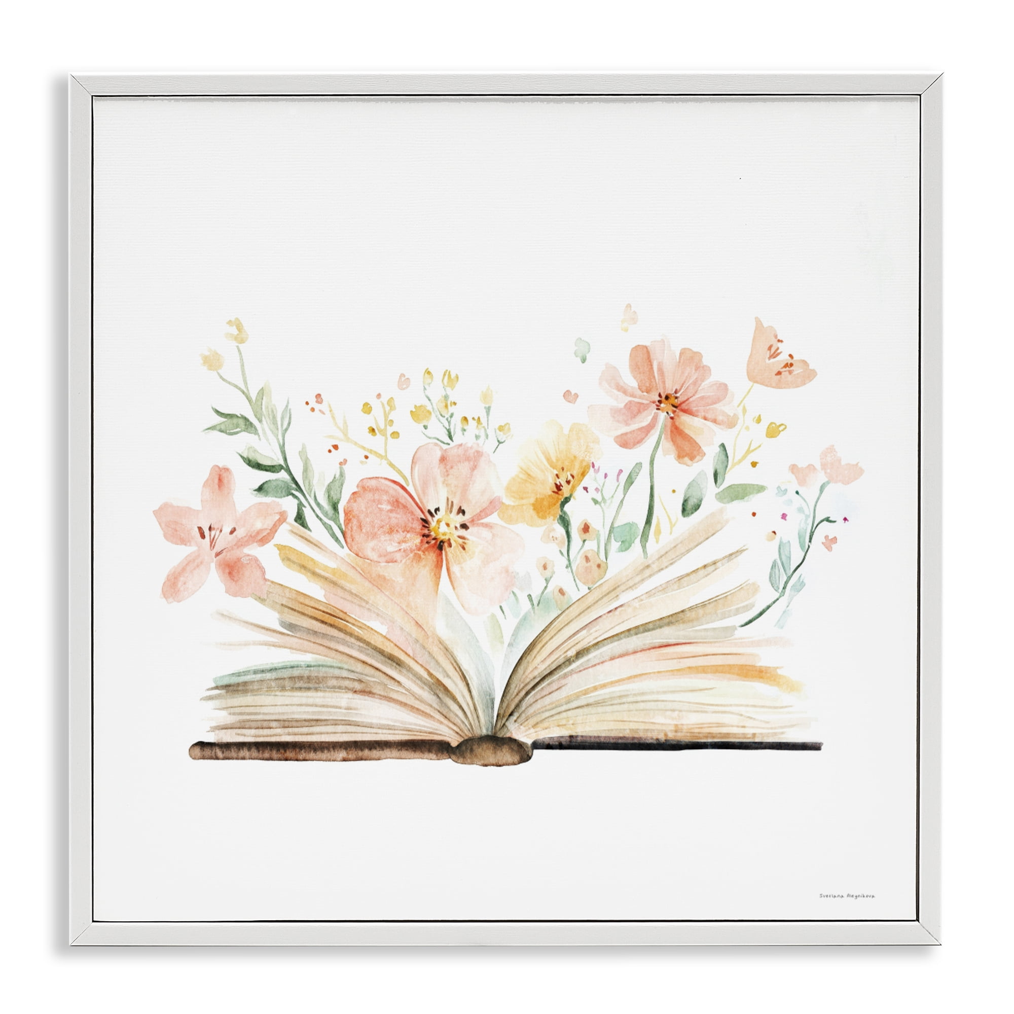 Stupell Industries Floral Flourishing Words White Framed Giclee Art, design by Svetlana Aleynikova