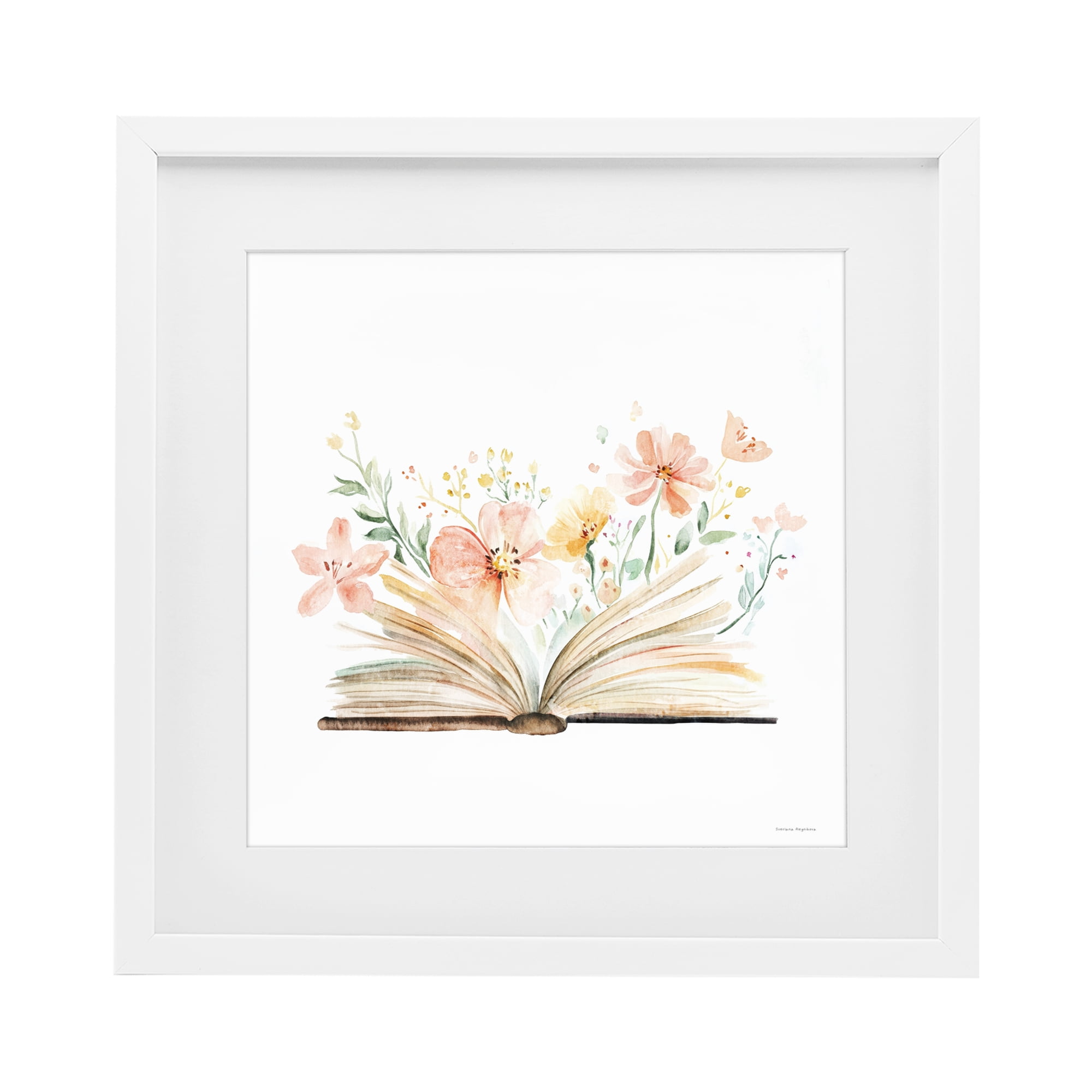 Stupell Industries Floral Flourishing Words White Framed Print Under Glass, design by Svetlana Aleynikova