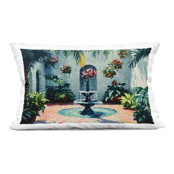 Stupell Industries Floral Fountain Courtyard Decorative Printed Throw Pillow, design by Franklyn Gregory