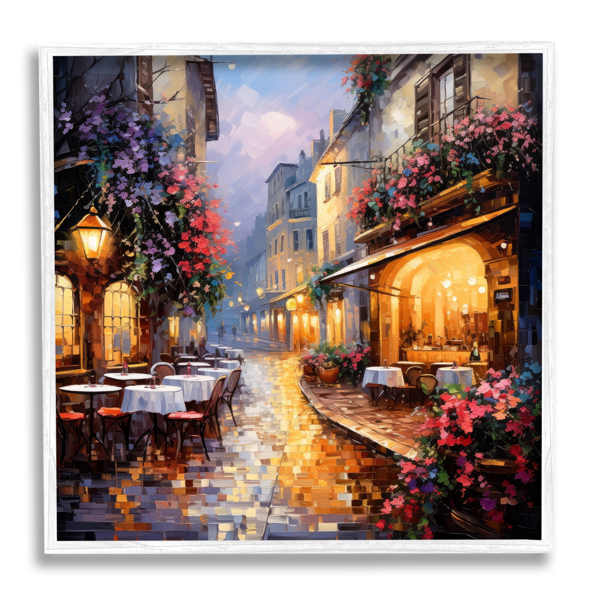 Stupell Industries Floral French Bistro Travel & Places Painting White Framed Art Print Wall Art, 12 x 12