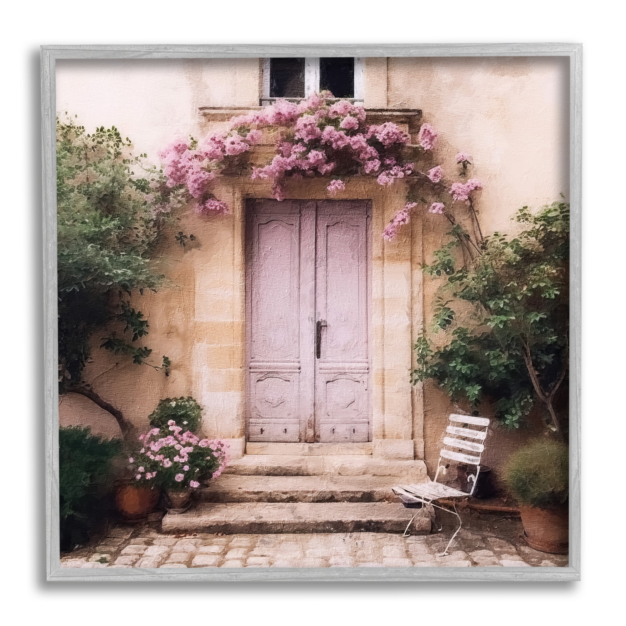 Stupell Industries Floral French Doors Travel & Places Photography Gray Framed Art Print Wall Art, 24 x 24