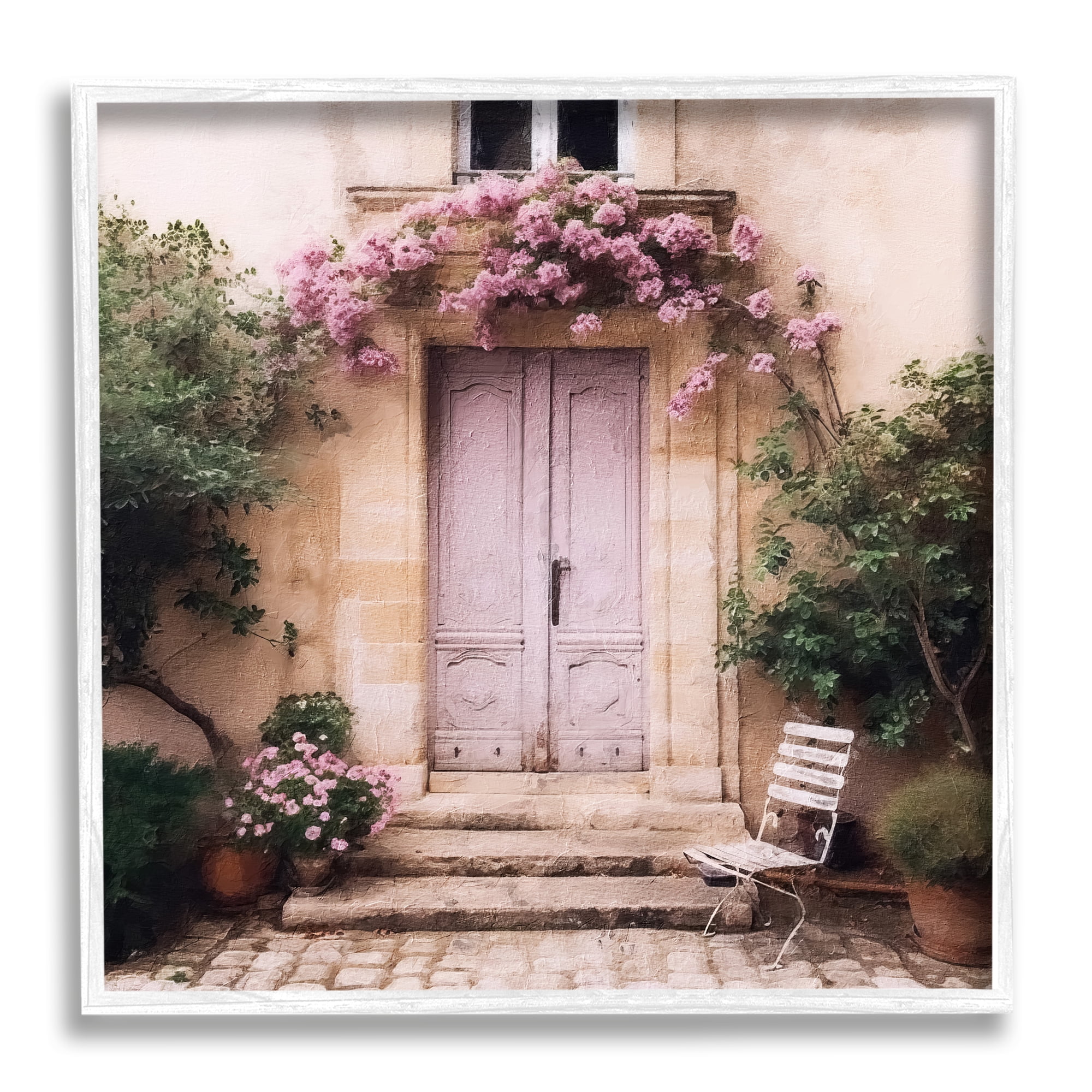 Stupell Industries Floral French Doors Travel & Places Photography White Framed Art Print Wall Art, 12 x 12