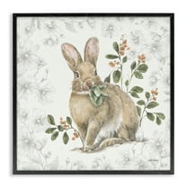 Stupell Industries Floral Garden Bunny Animals & Insects Painting Black Framed Art Print Wall Art, 12 x 12