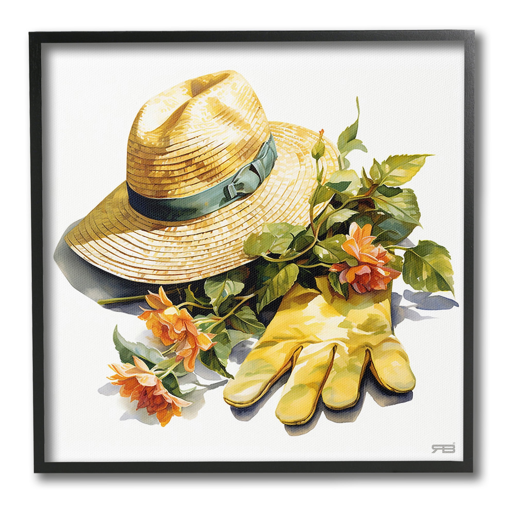 Stupell Industries Floral Gardening Gear Botanical & Floral Painting Black Framed Art Print Wall Art, 17 x 17