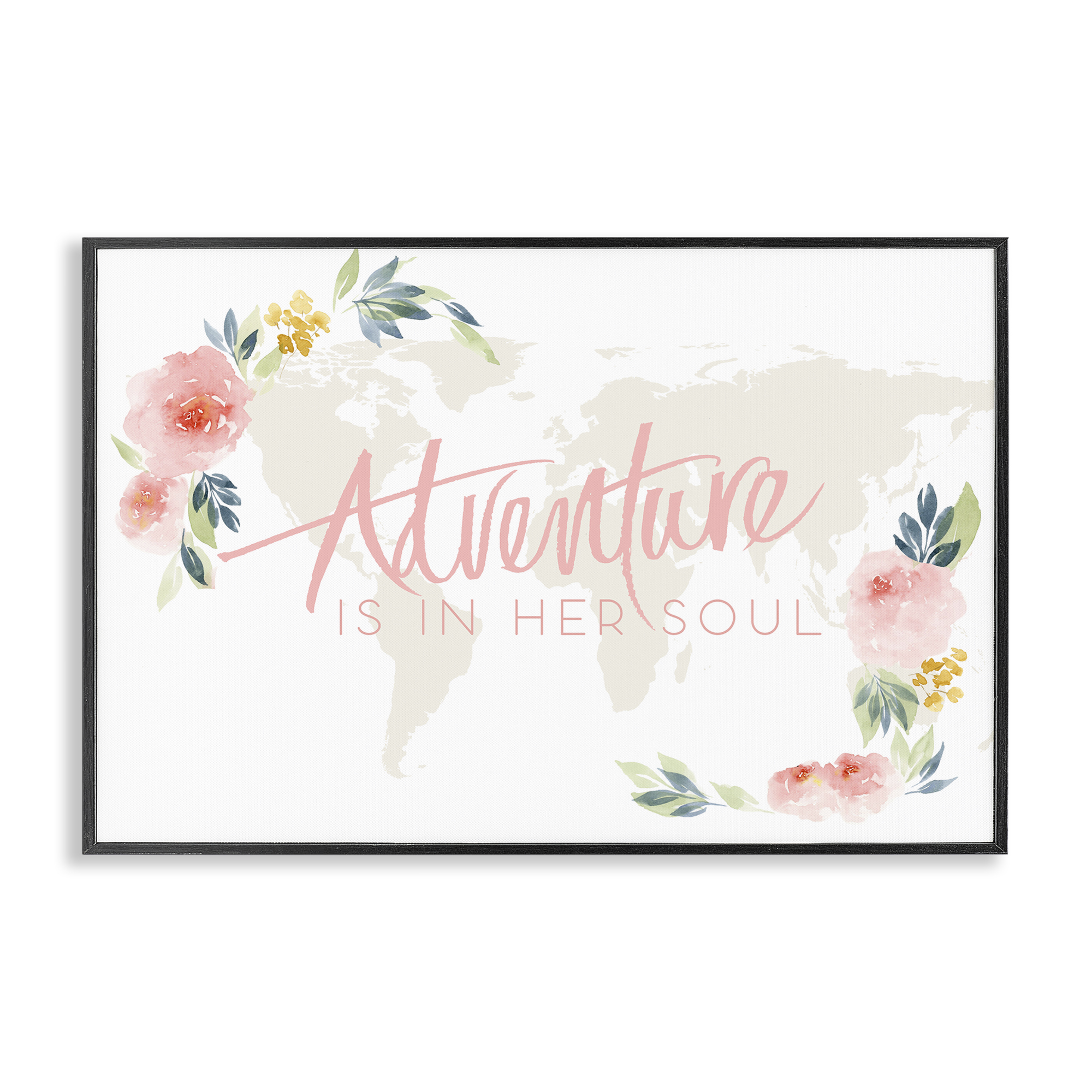 Stupell Industries Floral Girl's Adventure Plants & Flowers Painting Black Framed Art Print Wall Art, 30 x 20