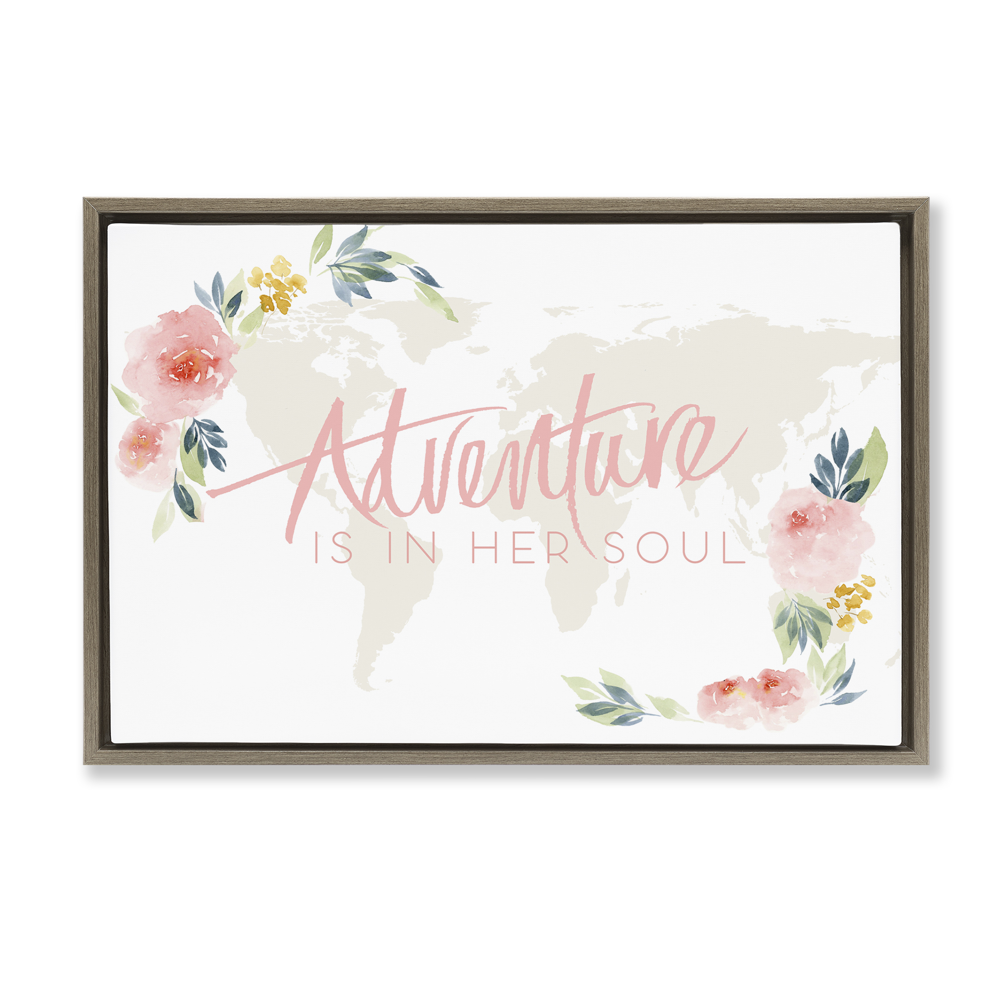 Stupell Industries Floral Girl's Adventure Plants & Flowers Painting Brown Floater Framed Canvas Art Print Wall Art, 25 x 17