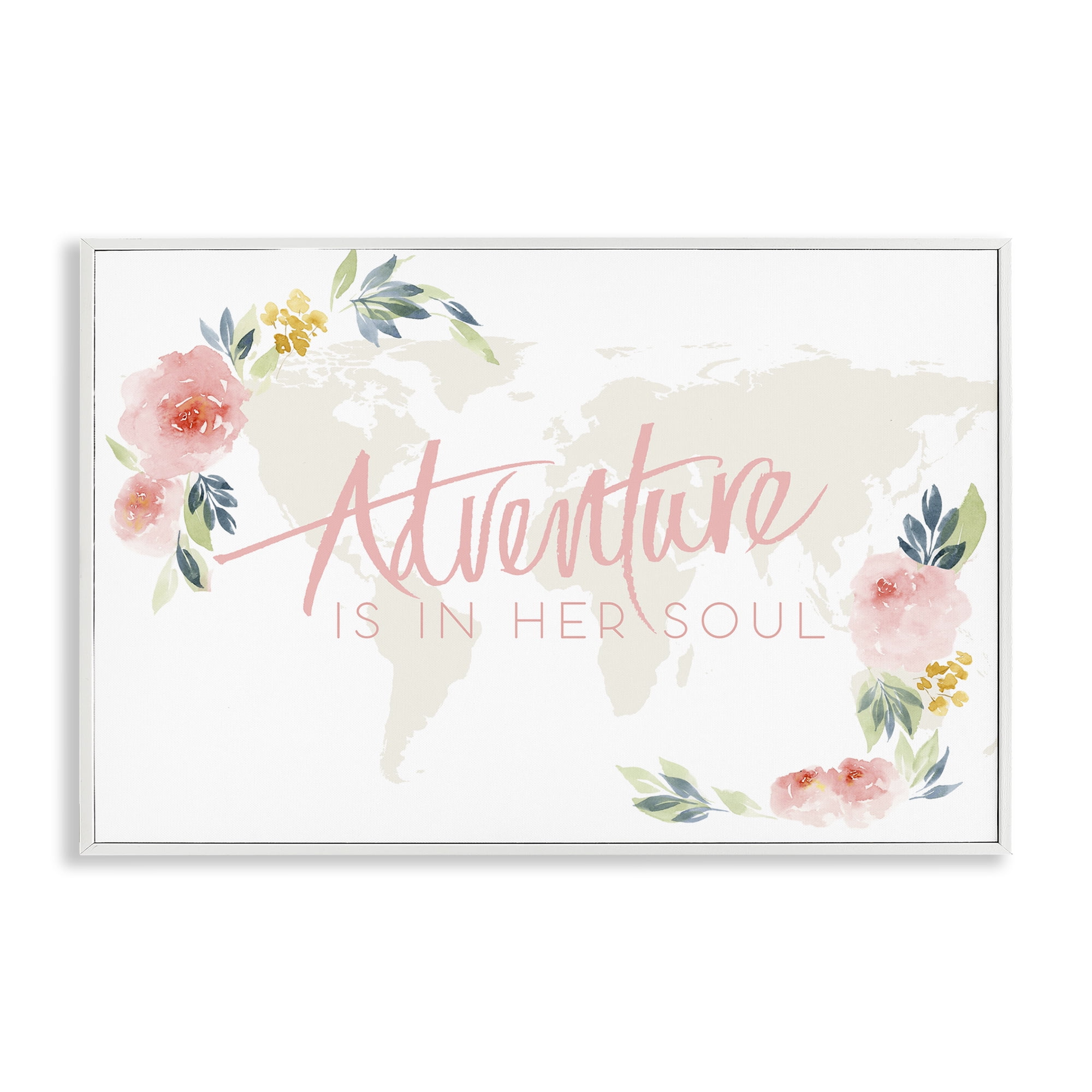 Stupell Industries Floral Girl's Adventure Plants & Flowers Painting White Framed Art Print Wall Art, 30 x 20