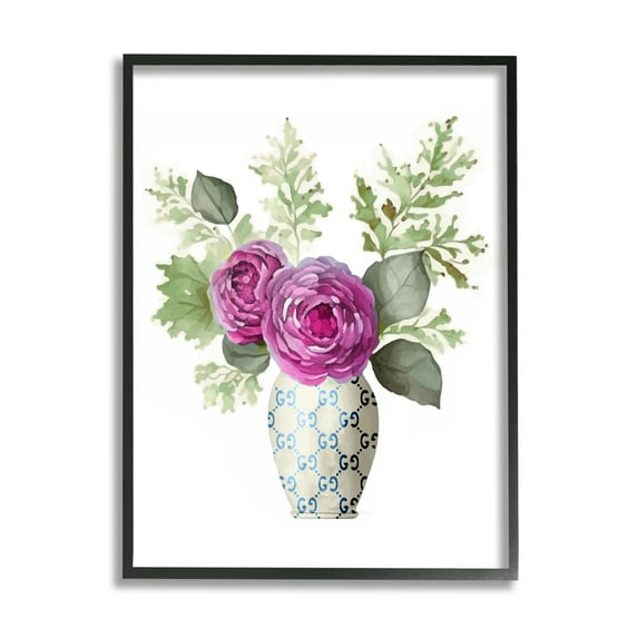 Stupell Industries Floral Glam Bouquet Botanical & Floral Painting Black Framed Art Print Wall Art, 16 x 20