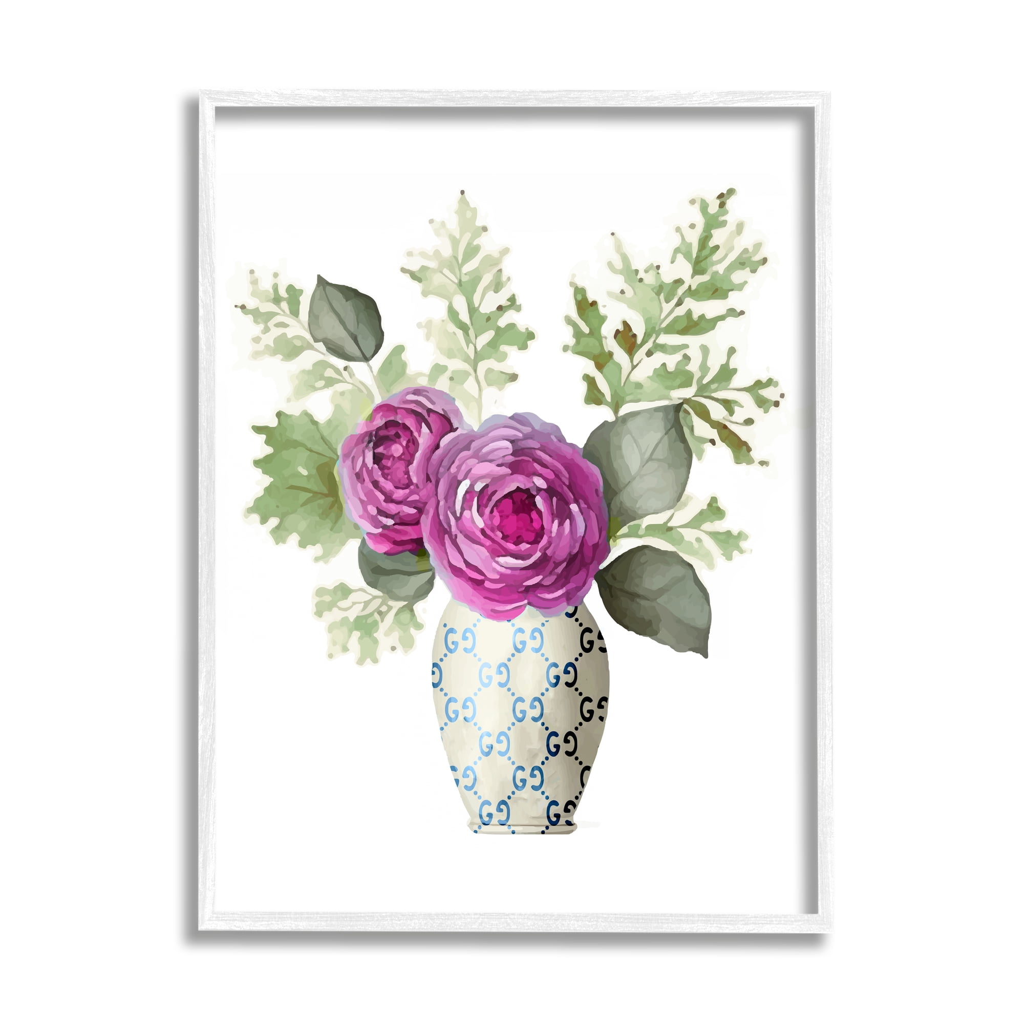 Stupell Industries Floral Glam Bouquet Botanical & Floral Painting White Framed Art Print Wall Art, 24 x 30