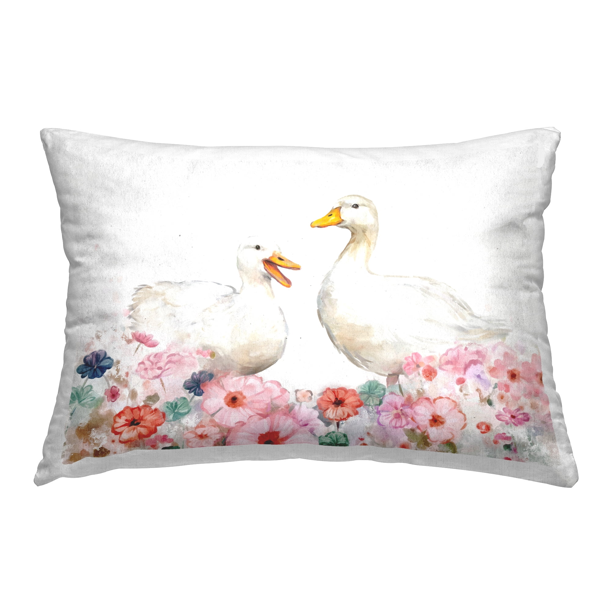 Stupell Industries Floral Goose Duo Decorative Printed Throw Pillow, 14 x 20