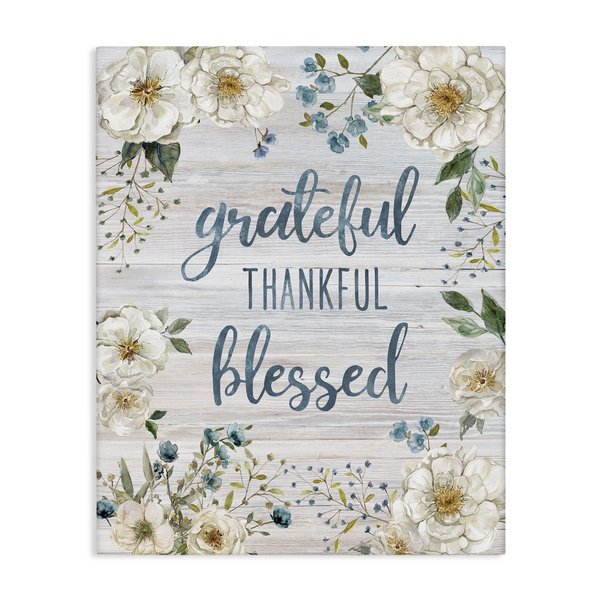 Stupell Industries Floral Gratitude Phrases Plants & Flowers Painting Wrapped Canvas Art Print Wall Art, 30 x 40