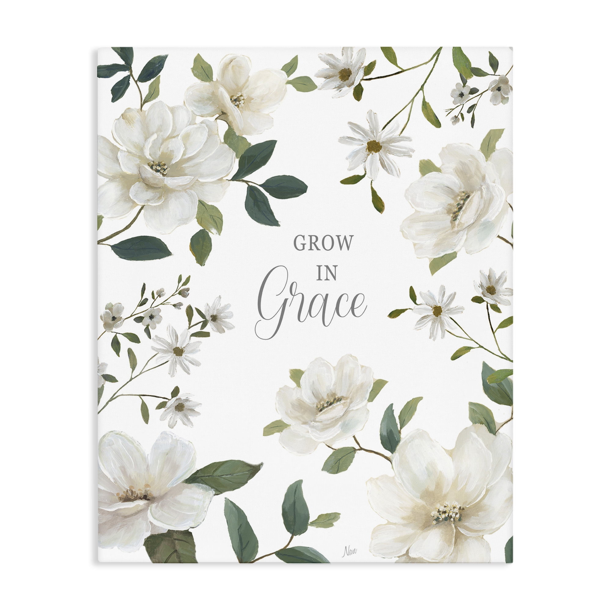 Stupell Industries Floral Grow In Grace Canvas Wall Art, design by Nan