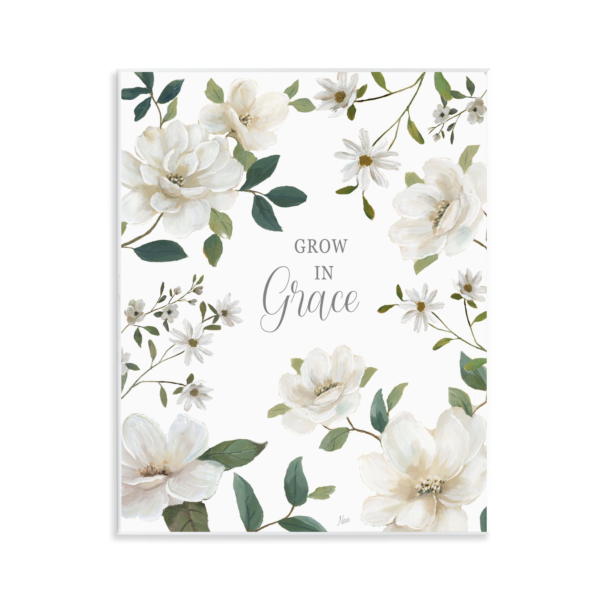 Stupell Industries Floral Grow In Grace Wall Plaque Art, design by Nan