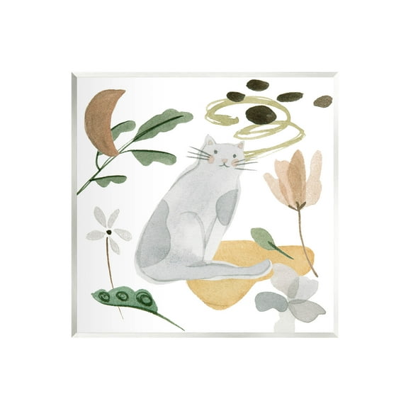 Stupell Industries Floral Happy Cat Botanicals Graphic Art Unframed Art Print Wall Art, Design by Melissa Wang